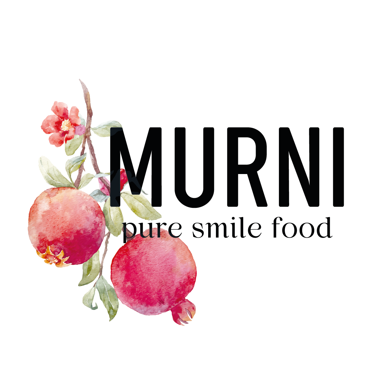 Watermelon and pomegranates with floral accents surrounding the text 'Fruits are nature's candy'
