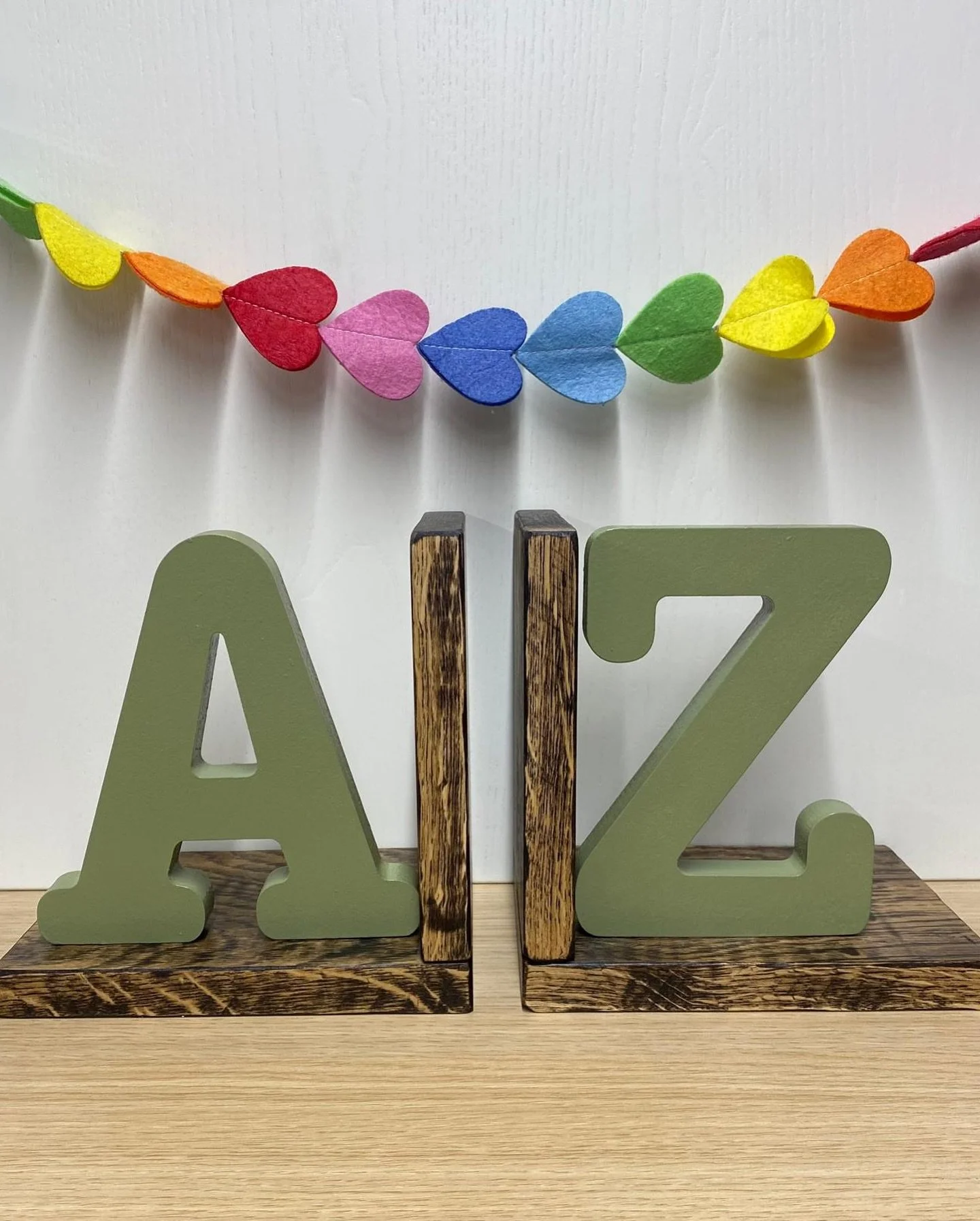 🌸A ~ Z Bookends 
~
If you love reading &amp; would like some eye catching handmade bookends to display your book selection then these are a nice option for your shelves or desktop in any room.
~ 
The letters are hand painted &amp; available in varie