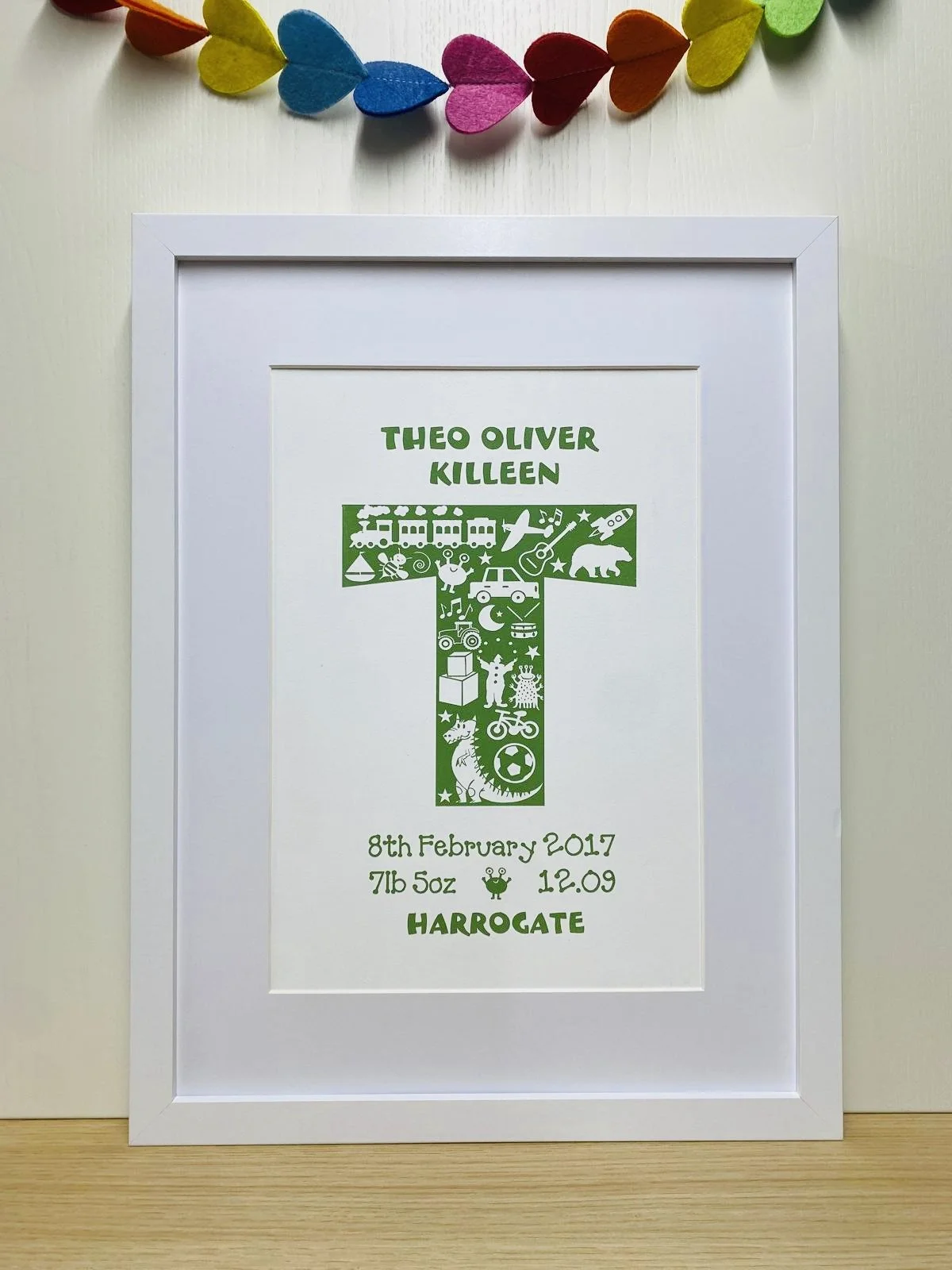 Birth Print ~ 'Activity & interest' inspired Initial (Dinosaur etc...)