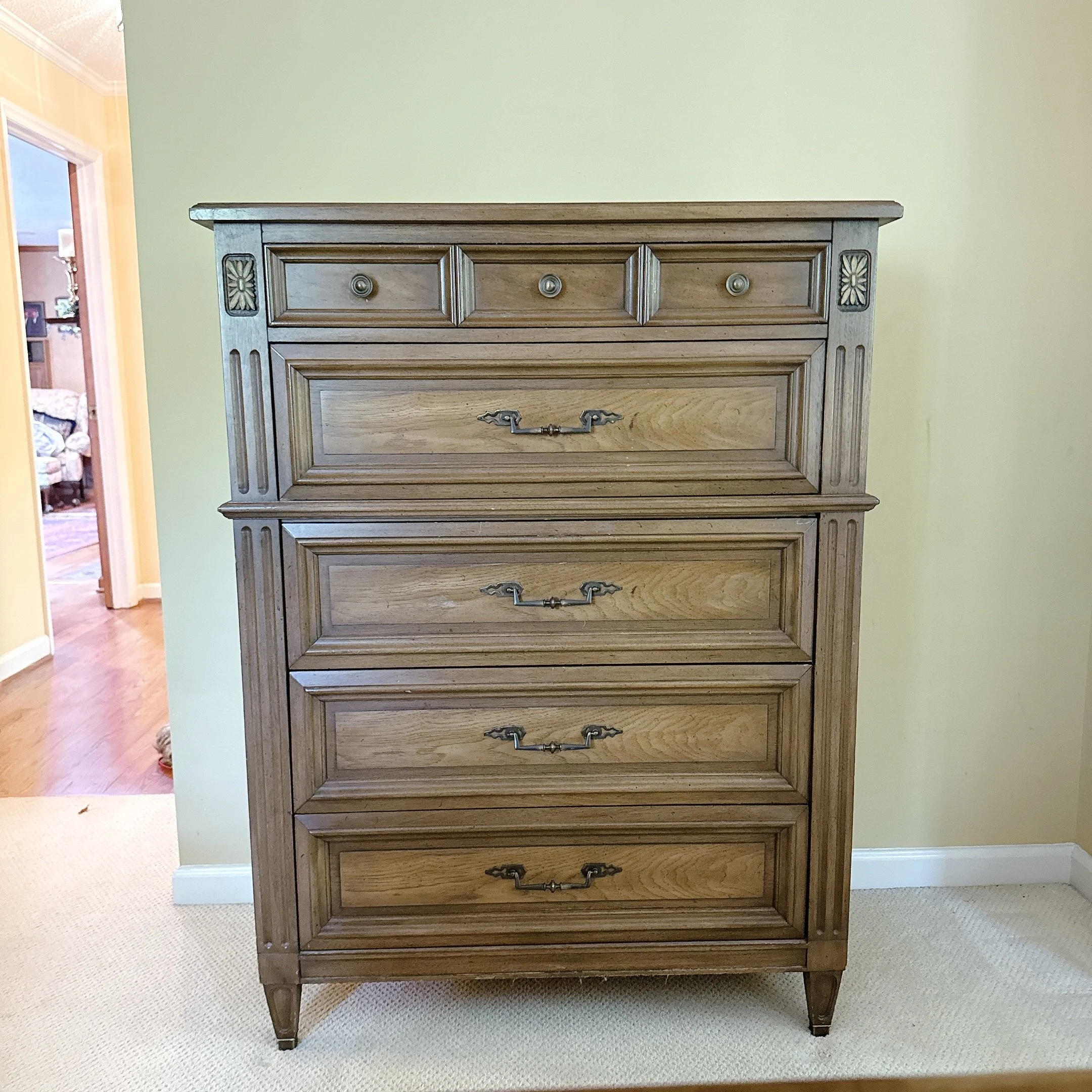 Vintage White Furniture Neoclassical Highboy Dresser