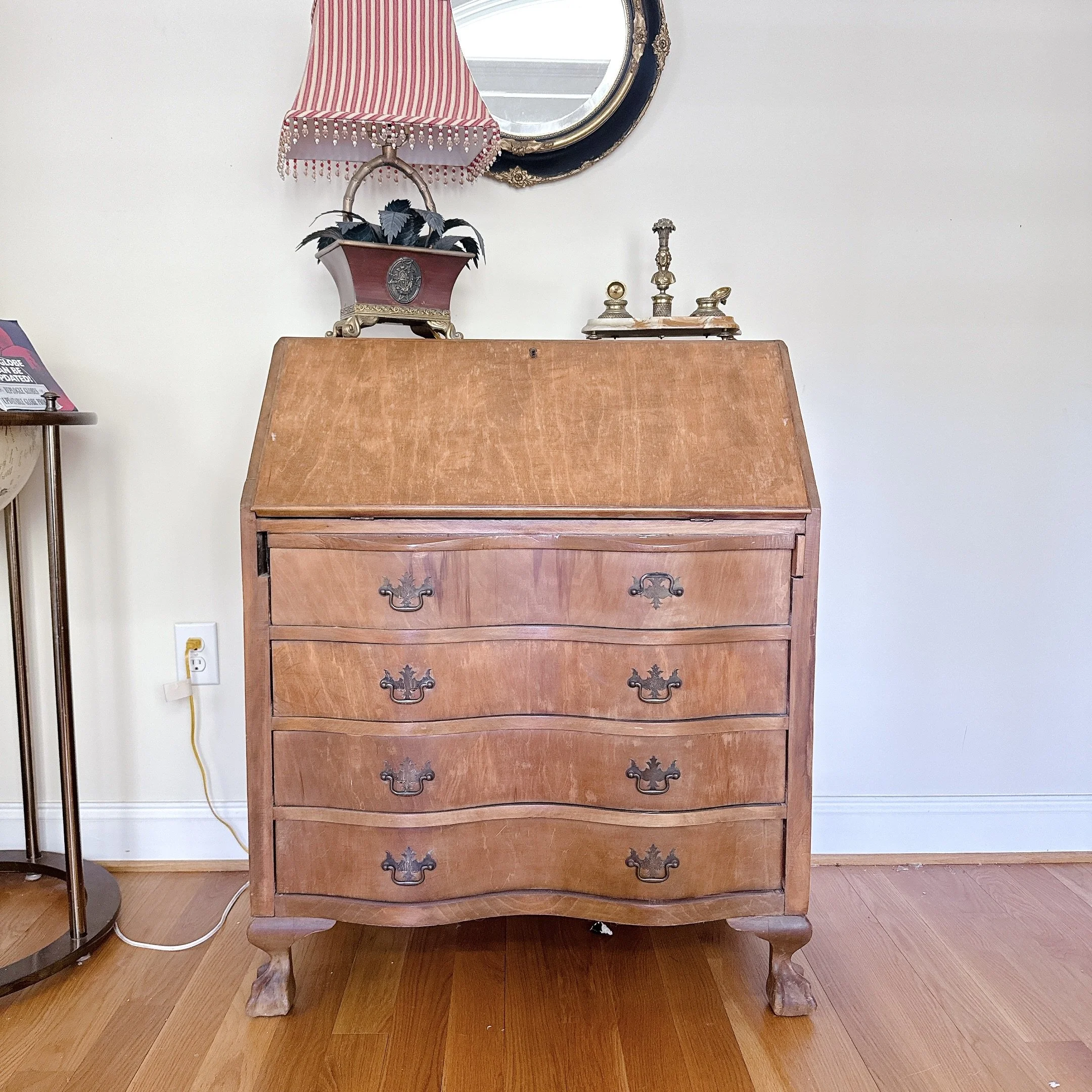 Antique Solid Walnut Secretary Desk