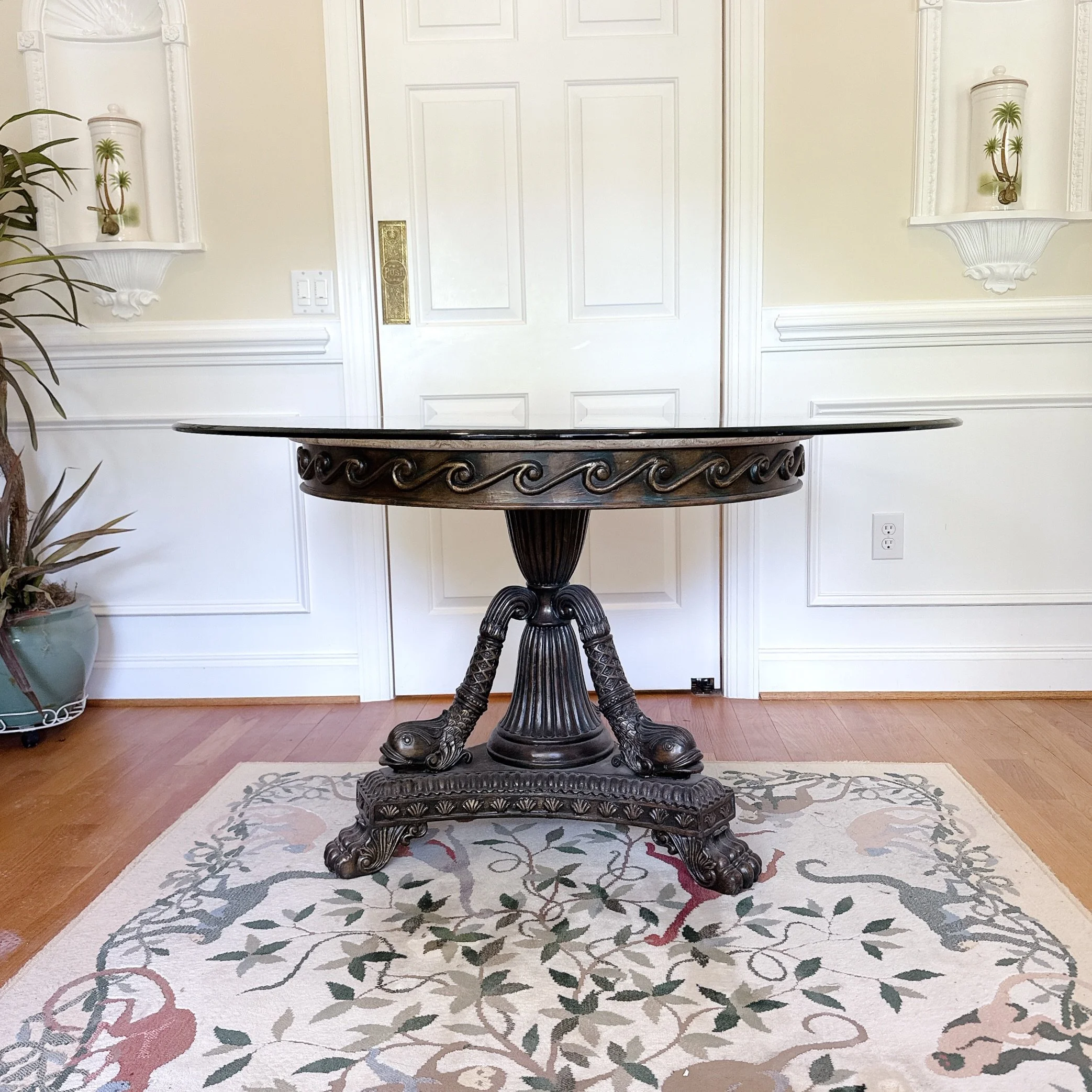 Vintage 1980s Regency Style Round Center Table