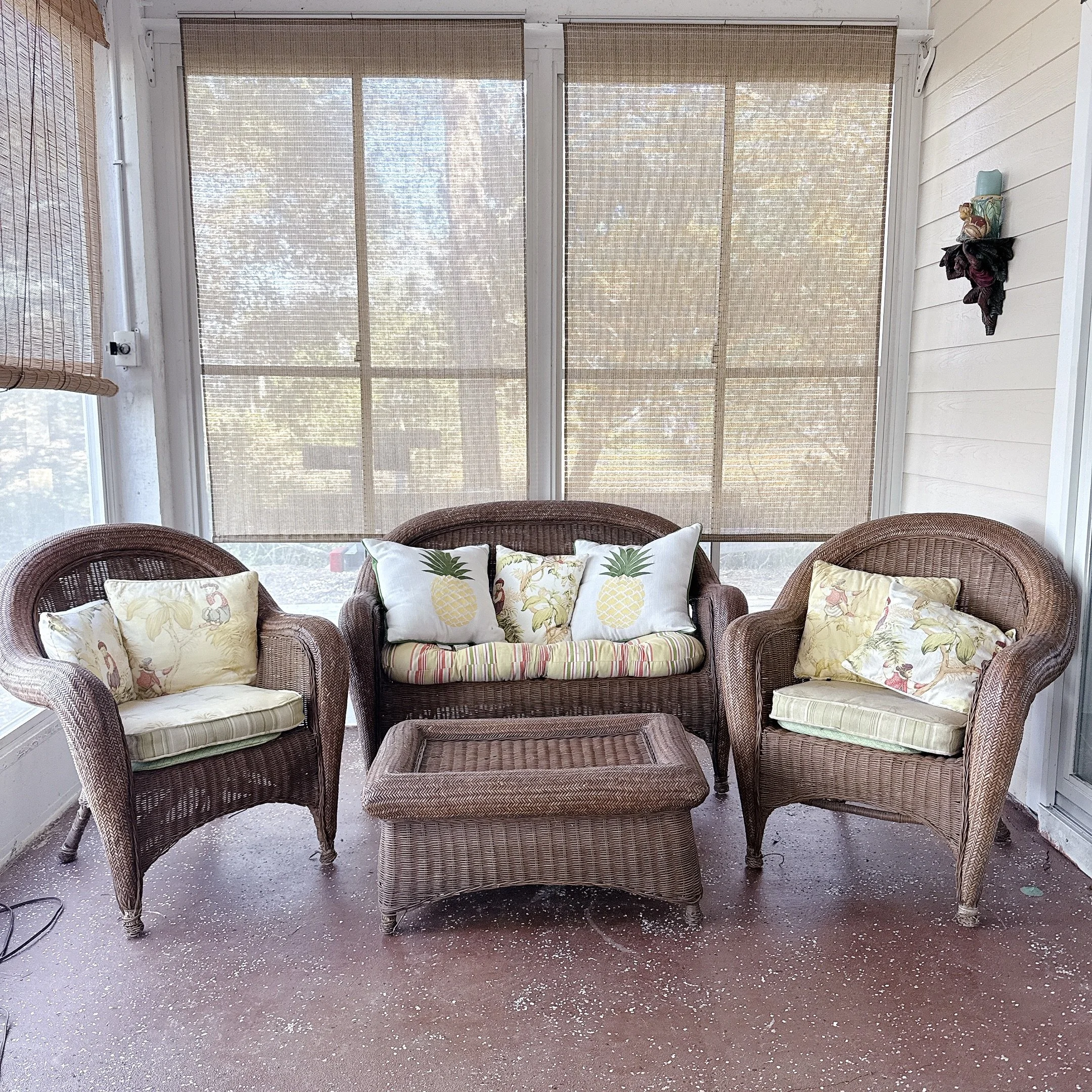 Brown Resin Wicker Four-Piece Patio Conversation Set