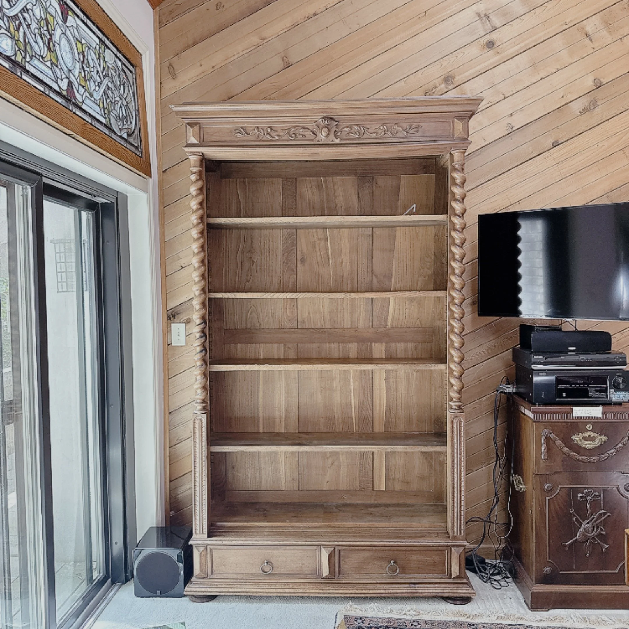 Vintage French Style Oak Bookcase