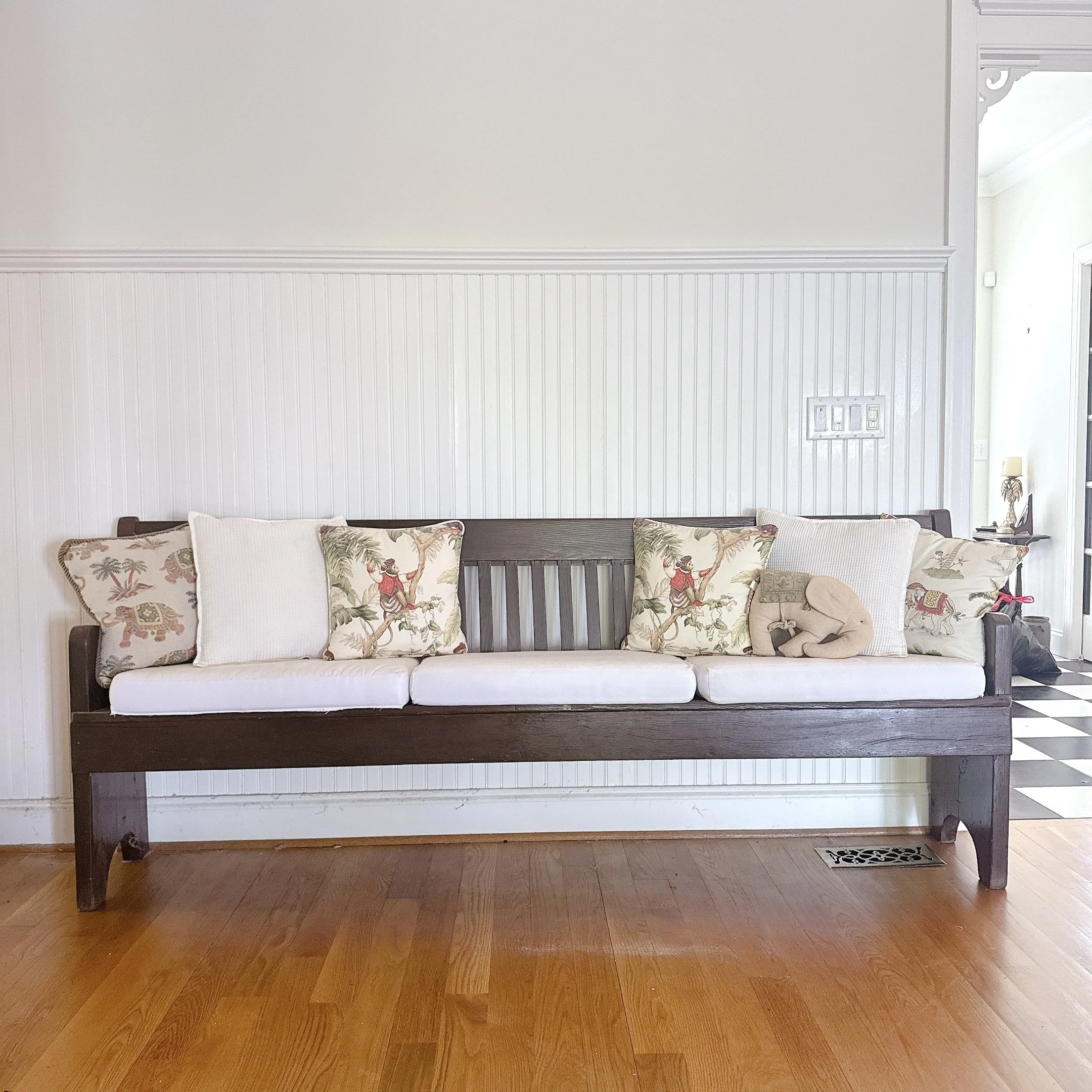 Antique Arts & Crafts Style Long Wooden Bench