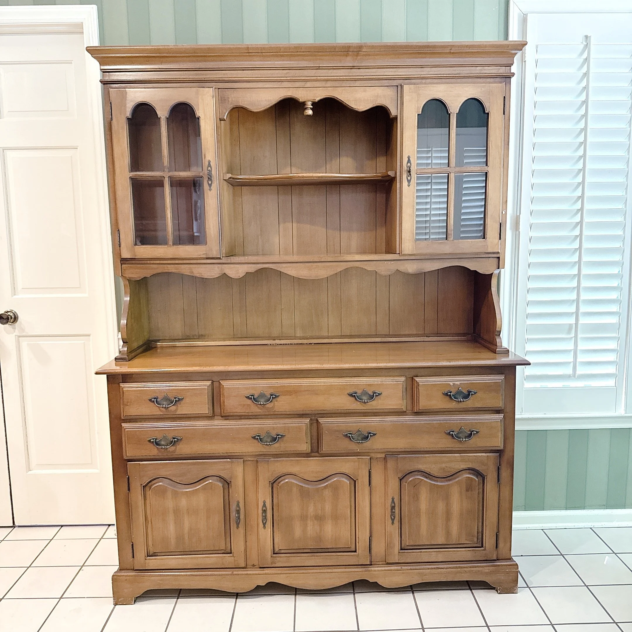 Vintage Cochrane Two-Piece Maple Hutch