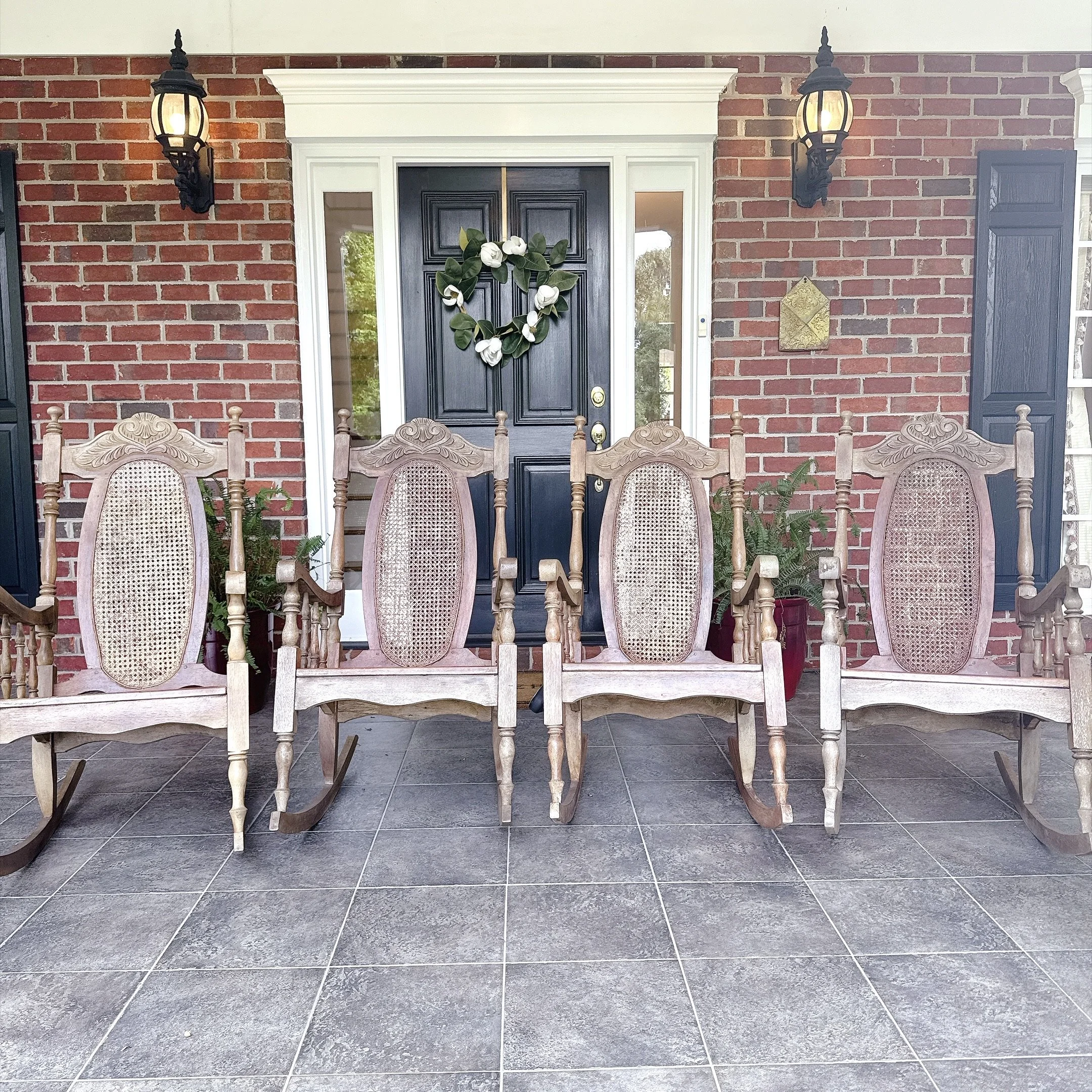 Set of 4 Teak Outdoor Rocking Chairs