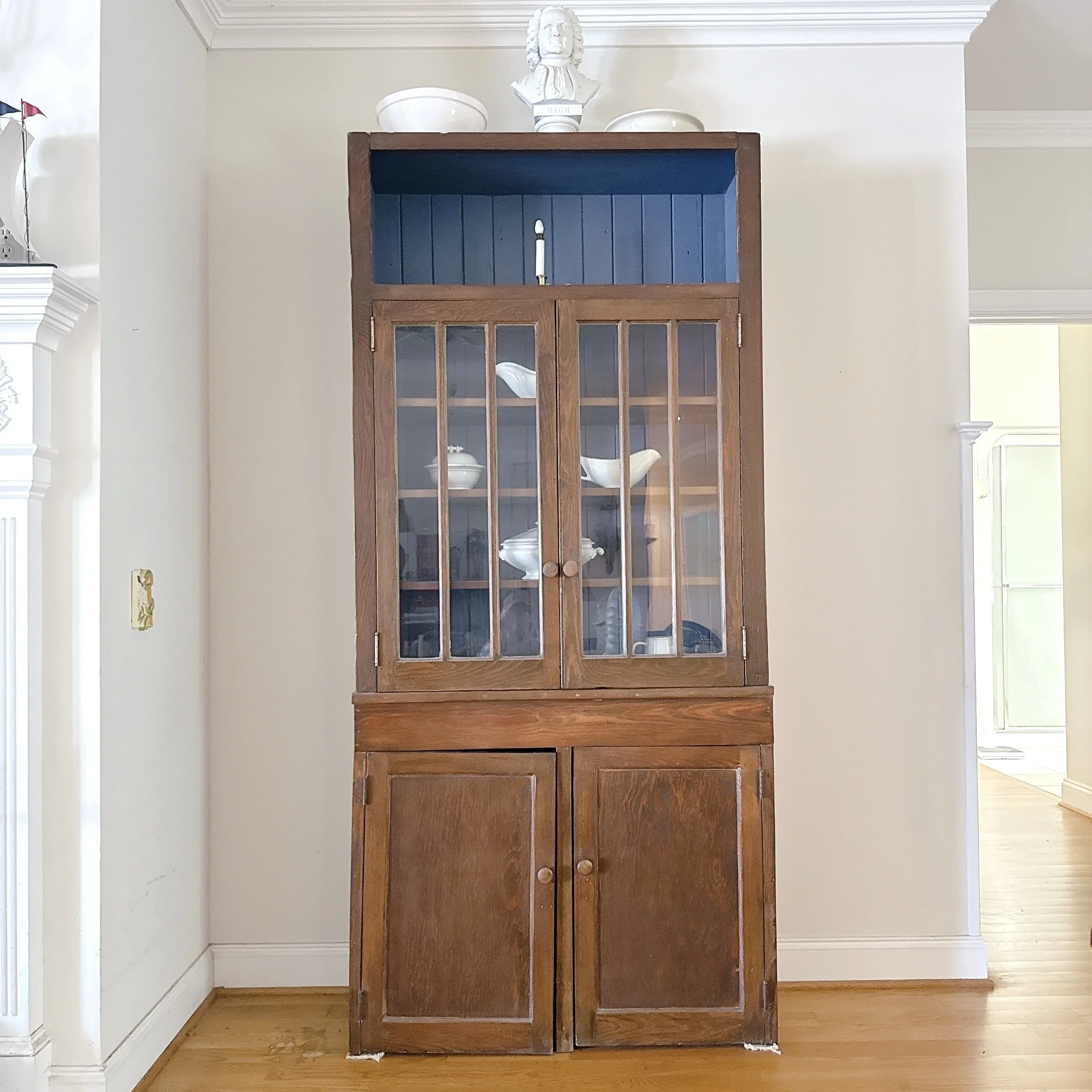 Antique Rustic Early American China Cabinet