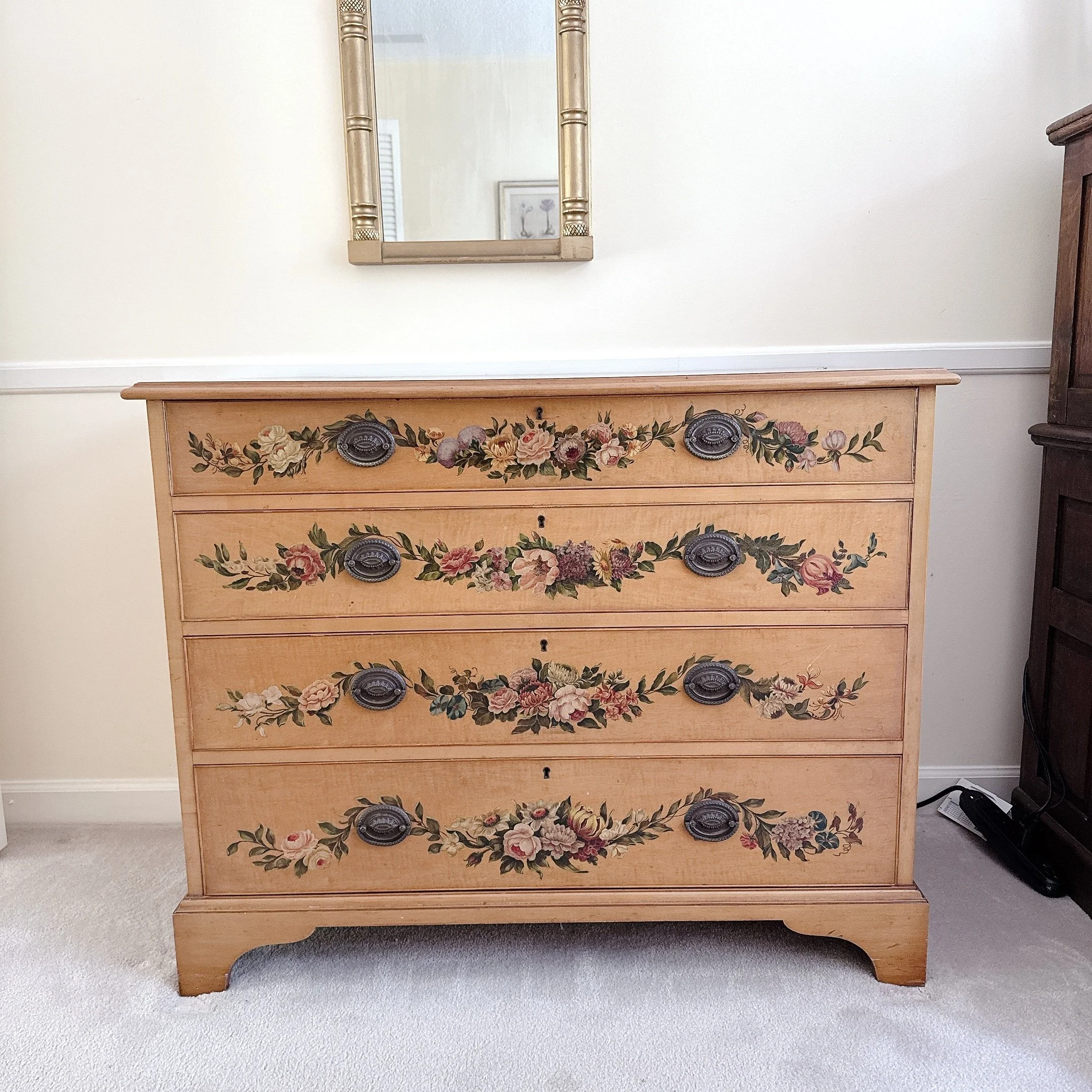 Vintage French Country Style Floral Chest