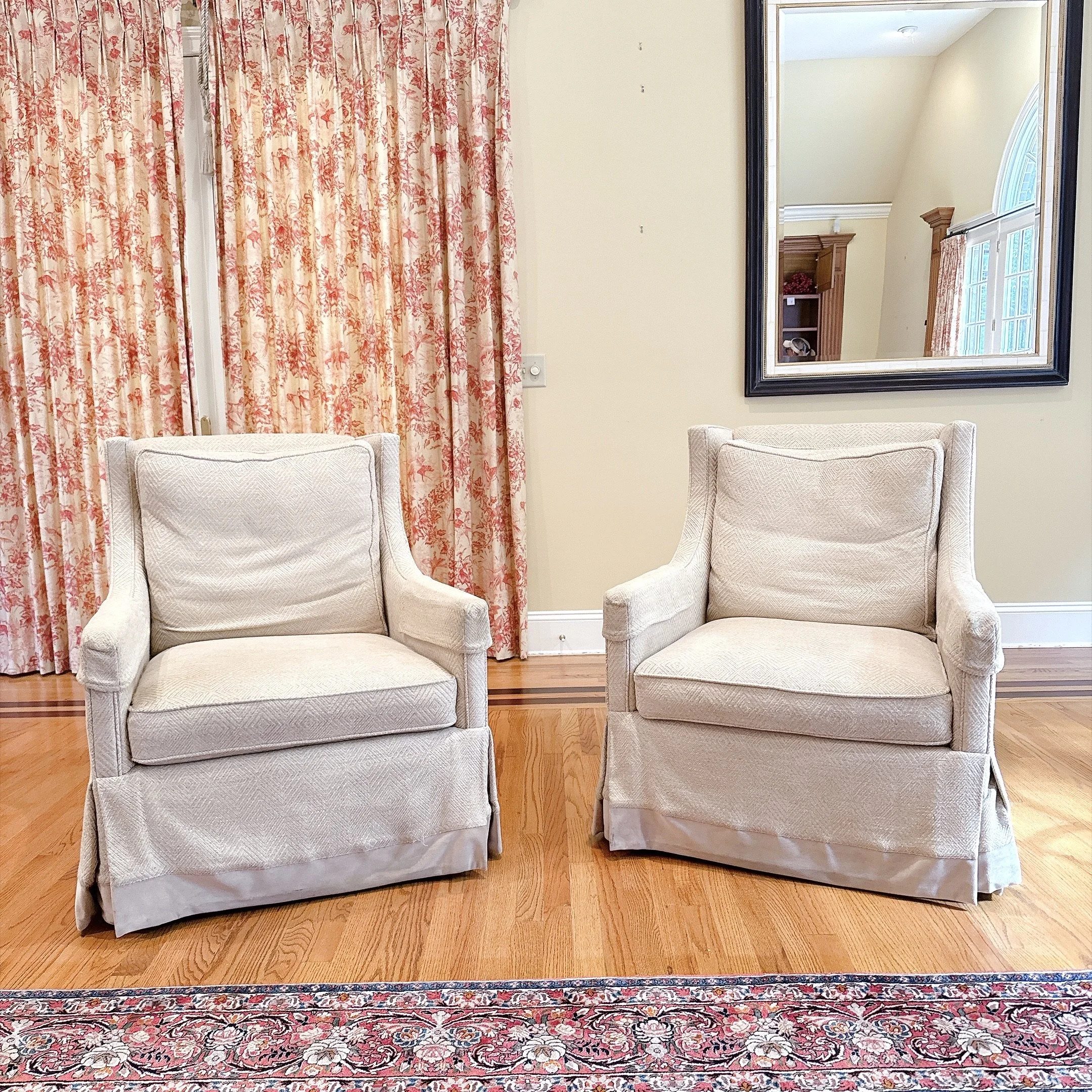 Pair of Vintage Lee Industries Ivory Armchairs