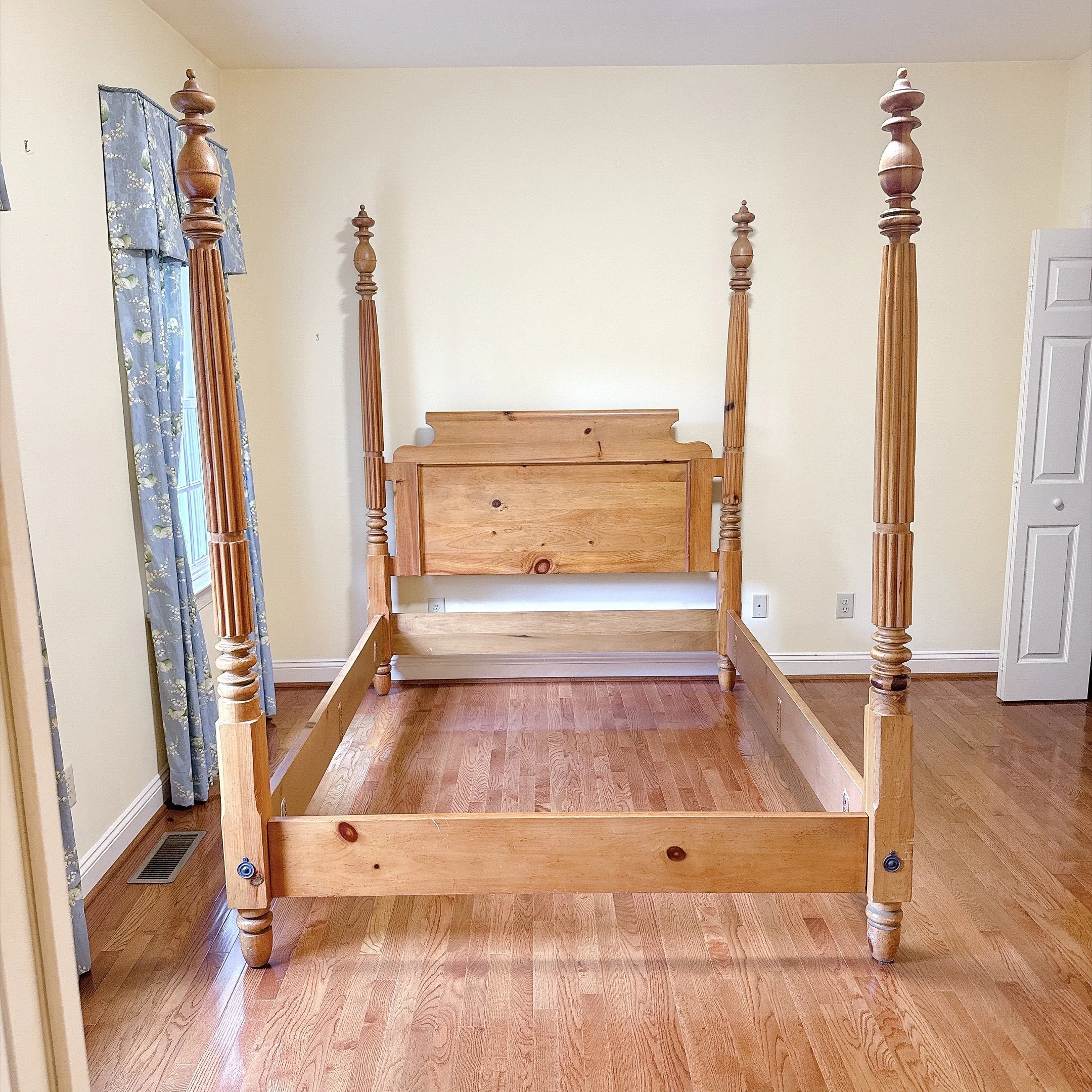 Pine Four-Poster Queen Bed Frame