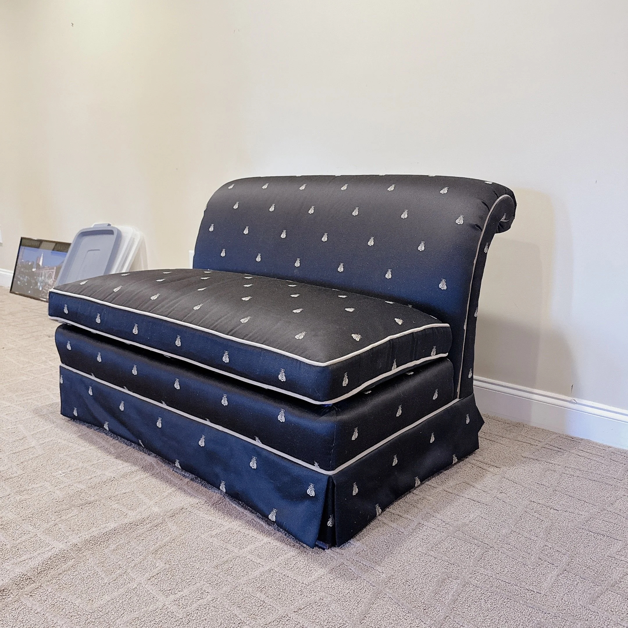 Ballard Designs Bee Black & Gold Upholstered Settee