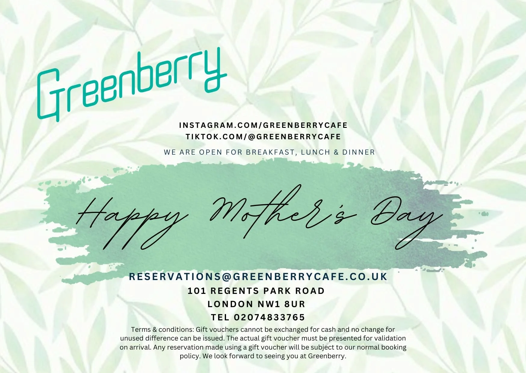 Greenberry Gift Card - Mother's Day