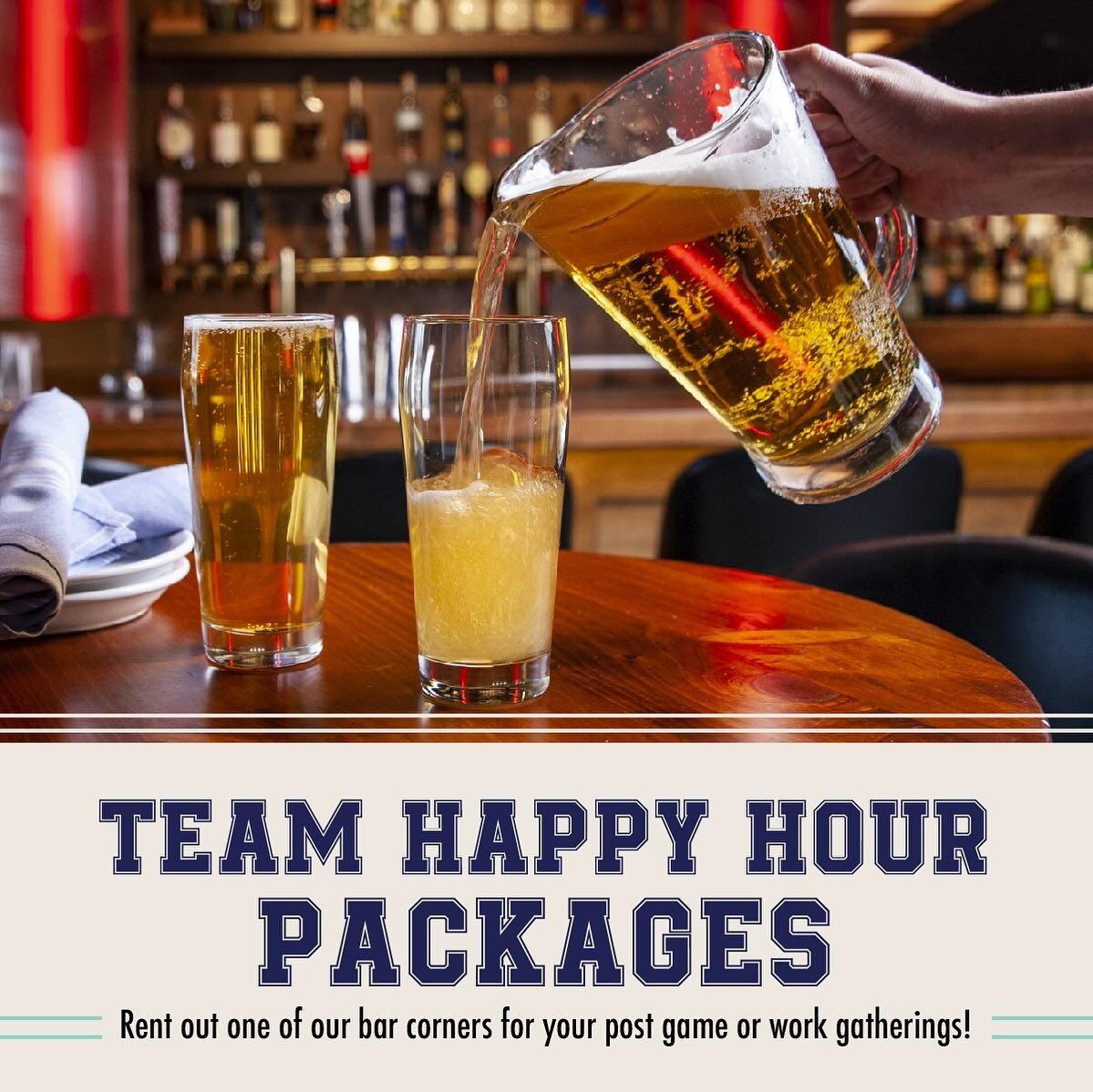 🎉Looking for the perfect spot to host your post-game or work gatherings? Our bar corner is now available to to rent with our Team Happy Hour packages - the perfect way to unwind and celebrate successes together! 

To book your package today, please 