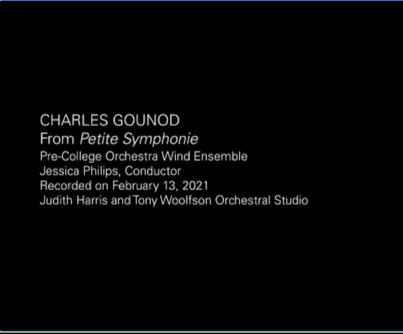First conducting credit! The Juilliard Pre-College Wind Ensemble provides the soundtrack celebrating the year. Jessica conducts Gounod's Petite Symphonie