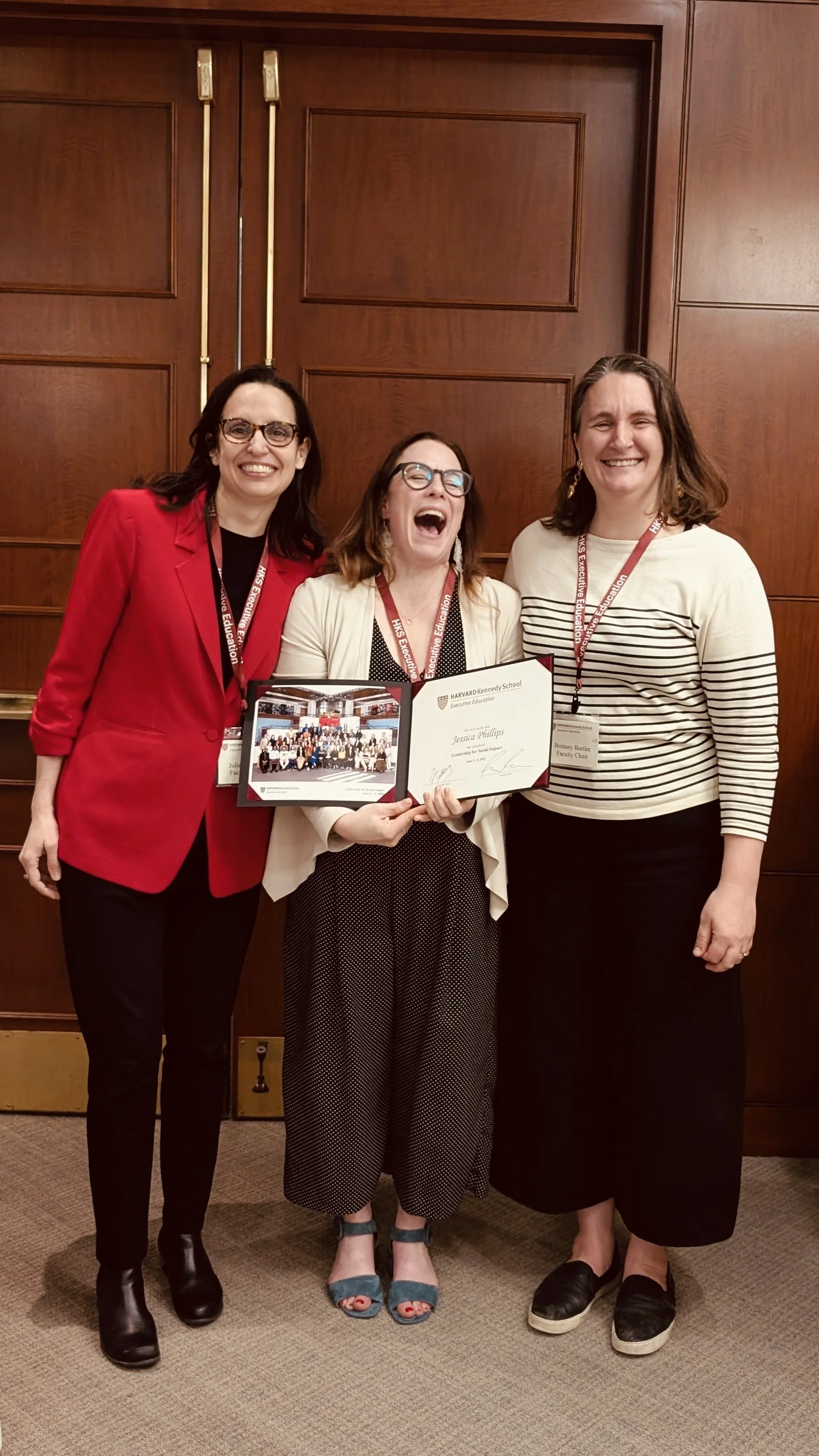 Completing Harvard Kennedy School's Inaugural "Leadership for Social Impact" program with Julie Battilana and Brittney Butler