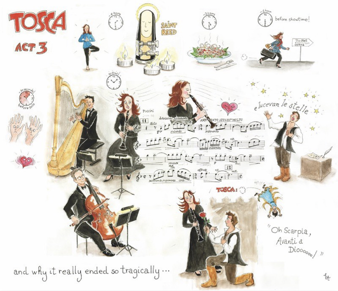 "Preparing for Tosca" Illustration by Emmannuel Ayrton