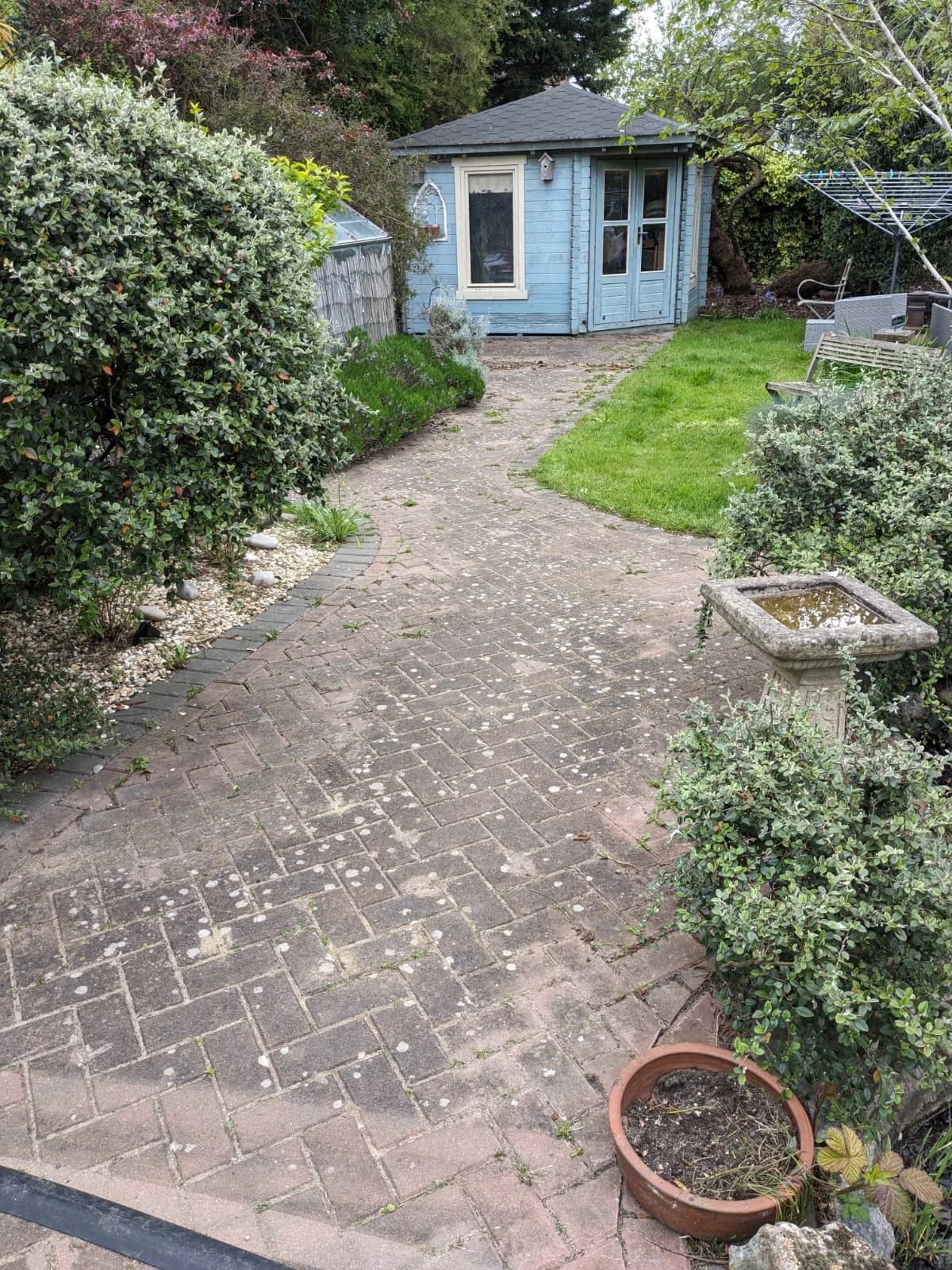 Garden path prior to pressure washing