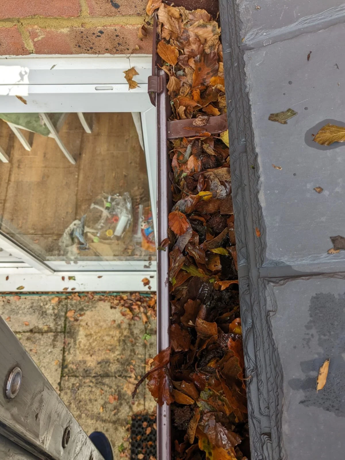 Gutters full of autumn leaves