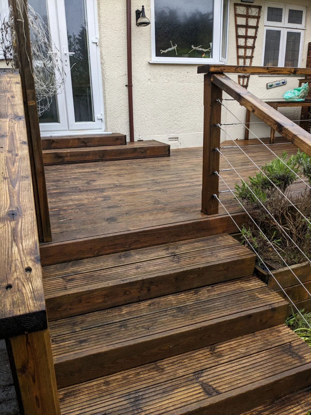 Decking after pressure washing