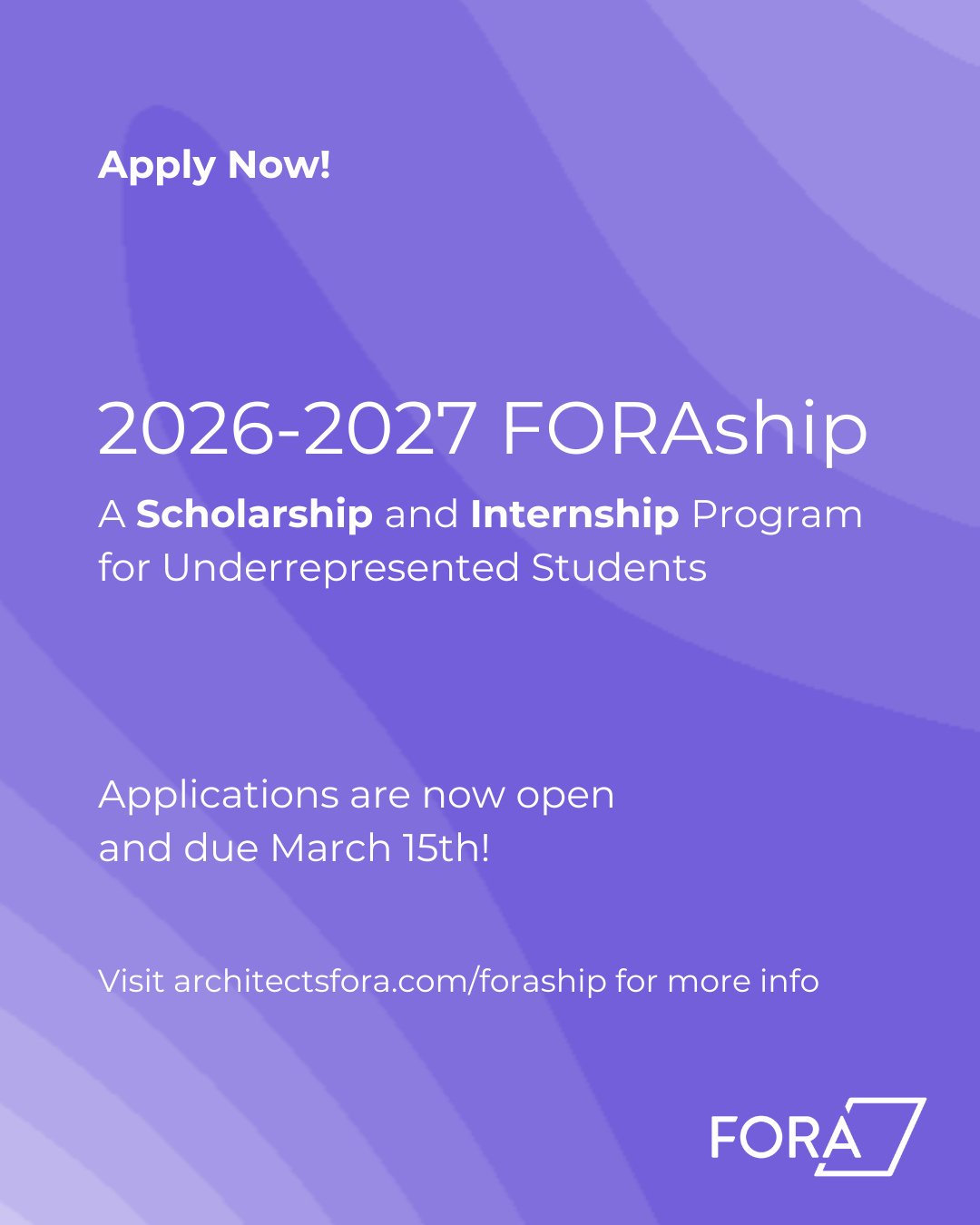 At FORA, we believe an equitable profession starts with active support. The FORAship was created to uplift underrepresented architecture students through meaningful financial support, mentorship, and hands-on experience in a resident-centered, commun