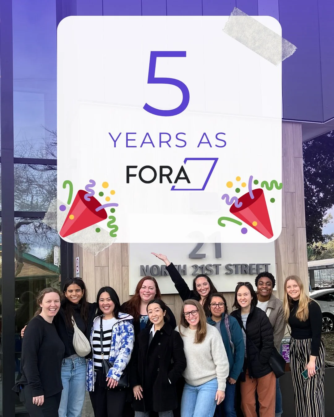 Happy FORA Day! 💜⁠
⁠
Five years ago, Sarah Vaccaro, Leah Bayer, and Kate Conley stepped into ownership of our then 40 year old firm. What followed wasn&rsquo;t just a leadership transition, but a collective reimagining &mdash; one that empowered our