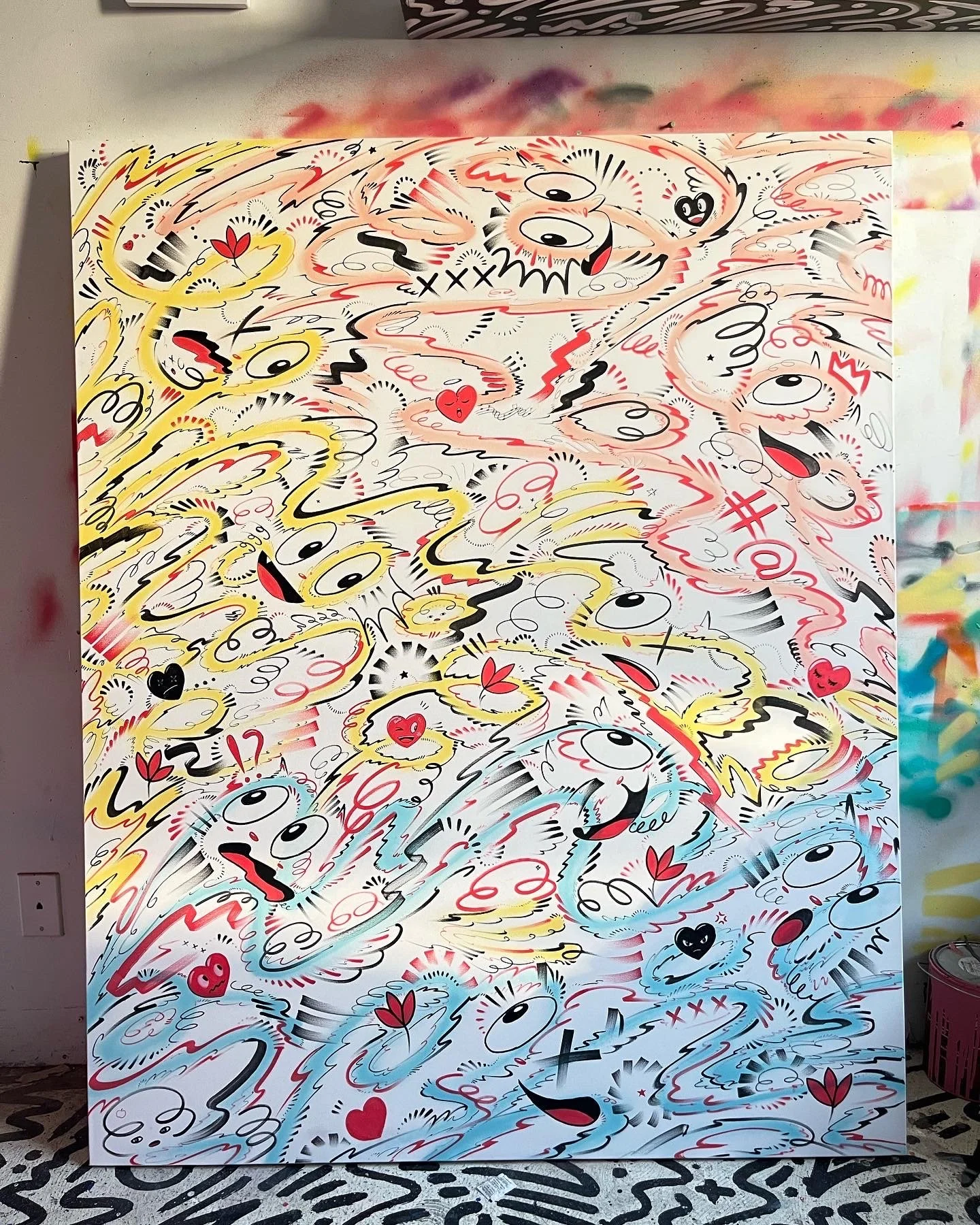 "Welcome Home Party 3" 48" x 60". 2022. Mixed Media.