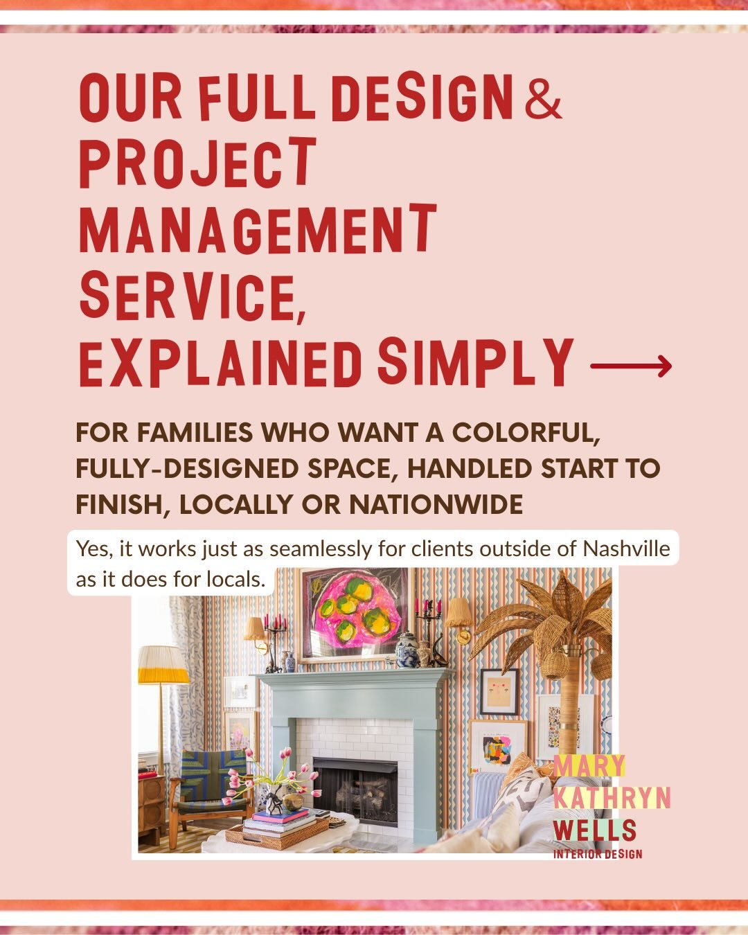 Full Design &amp; Project Management, explained simply: If you&rsquo;ve been wanting a fully-designed home that feels joyful, deeply personal, and actually works for real life, this is for you. 
Full Design &amp; Project Management is our flagship se