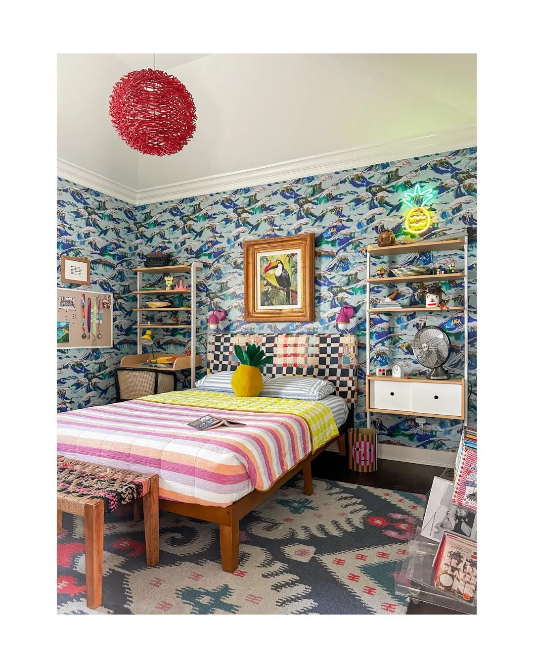 When we renovated our home, I treated my kids like clients, not in a cutesy way, but in the same structured, respectful way we do in the studio. 
I pulled options I thought might speak to them &mdash; wallpaper, bedding, lighting &mdash; all within a