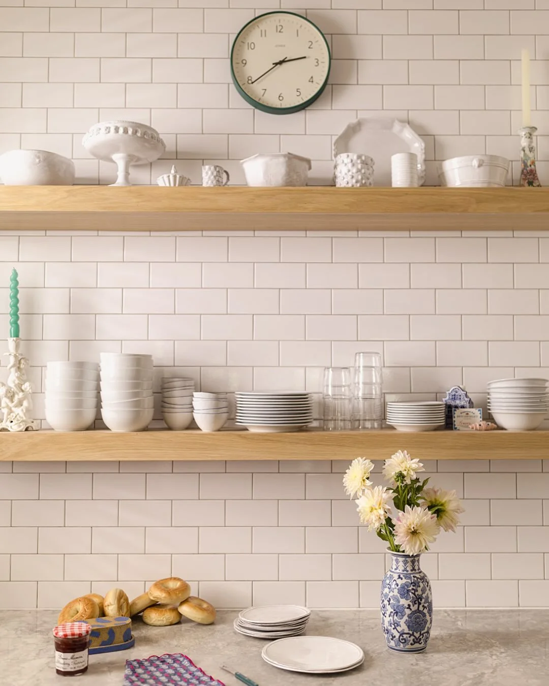 Things in my own home that have zero color, from the woman who wallpapered every single room:
- Plates and dishes (I like the focus to be on the food that&rsquo;s served on and in them).
- Trim and ceilings (creates cohesion across the whole house, a