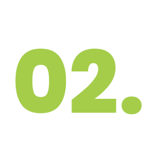 Large green number 02 with a period after it on a white background.