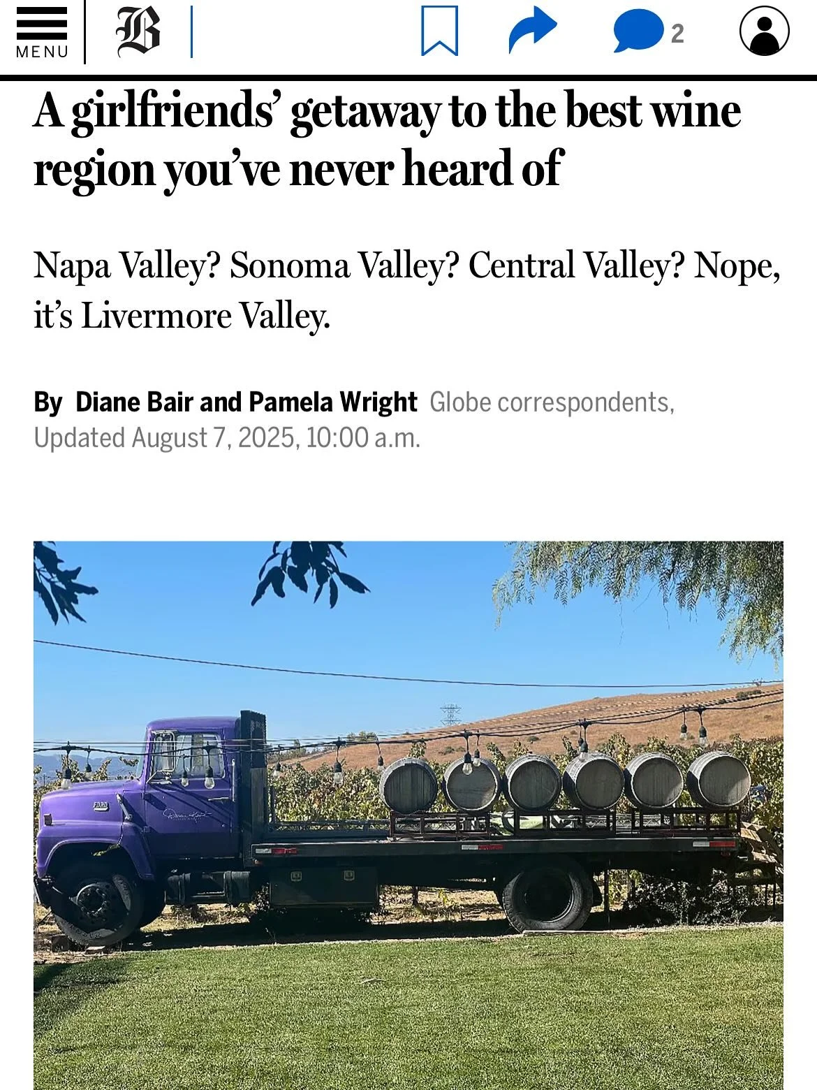 A few months ago we worked with Pam Wright on a press trip to @livermorevalleywine sending Pam and a friend to visit the region and experience this &ldquo;hidden gem&rdquo; firsthand. Wineries hosted tastings for them providing an opportunity to see 