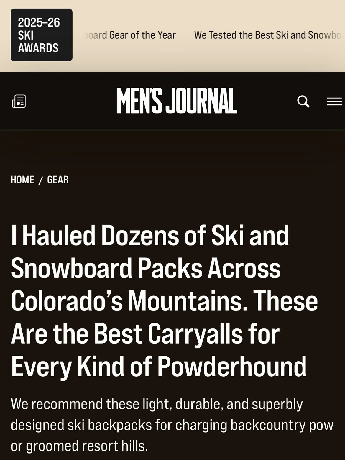 We&rsquo;re absolutely thrilled to share @kulkea&rsquo;s Thermal Trekker won @mensjournal 2025-2026 Ski Awards for one of the Best Ski Packs!🎿 Huge congratulations to the team at @kulkea for this well-deserved awards!🏆 #skipack #skibootbackpack #sk