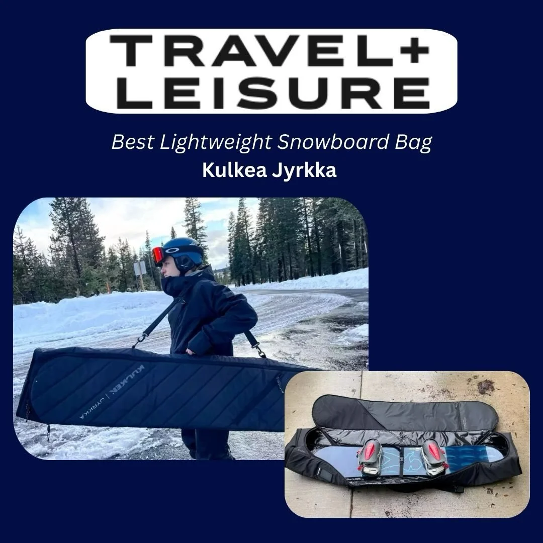 @kulkea&rsquo;s Jyrkka Snowboard Bag wins the &ldquo;best lightweight&rdquo; category in @travelandleisure&rsquo;s list of best snowboard bags touting the Jyrkka as &ldquo;easier to maneuver through airports, pick up, and carry than wheeled bags we&r