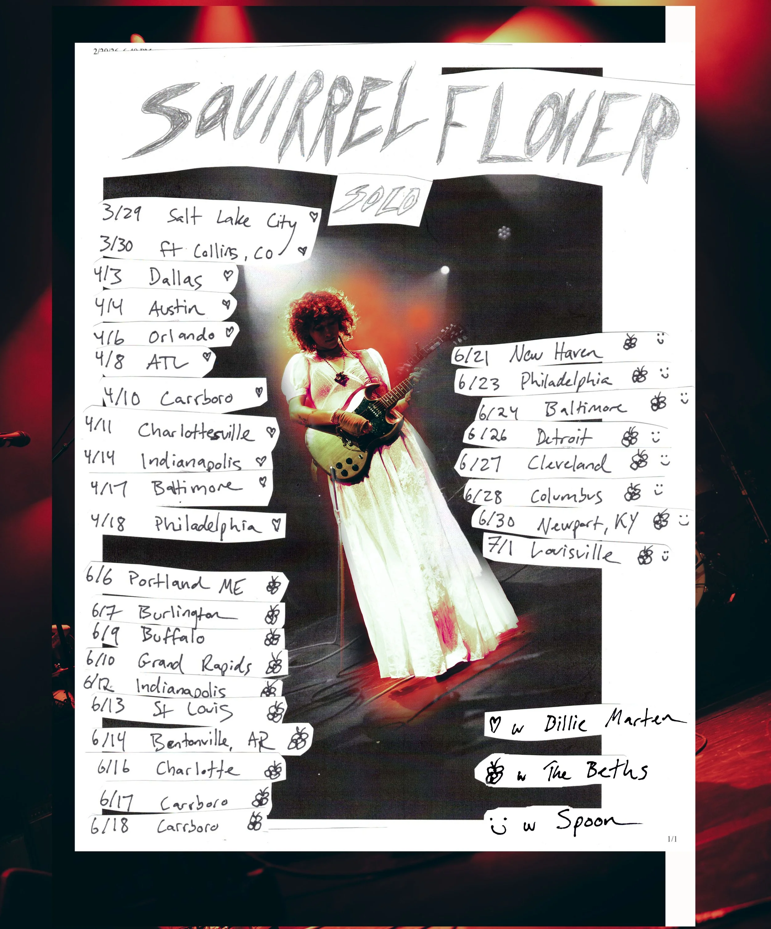 2026 solo opening tours w spoon, the beths, billie marten