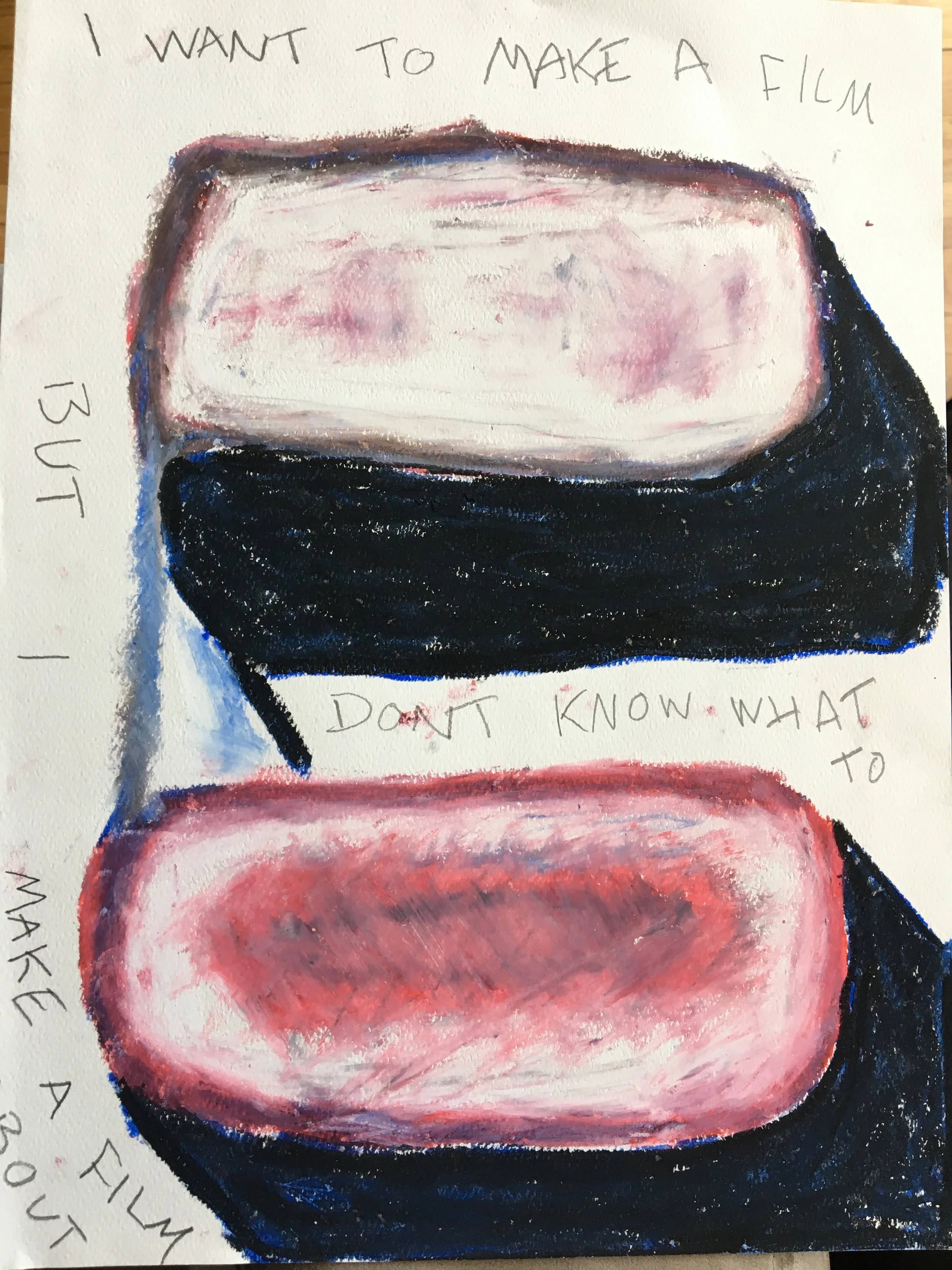 i want to make a film. oil pastel and pencil on paper. 2022