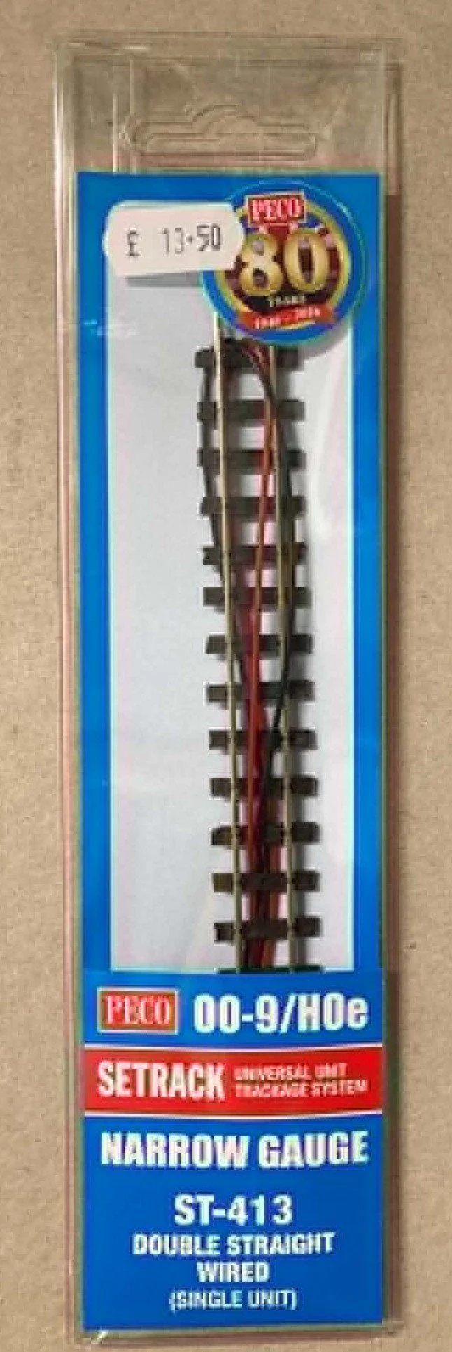 Peco ST-413 OO9 narrow gauge double straight with wires