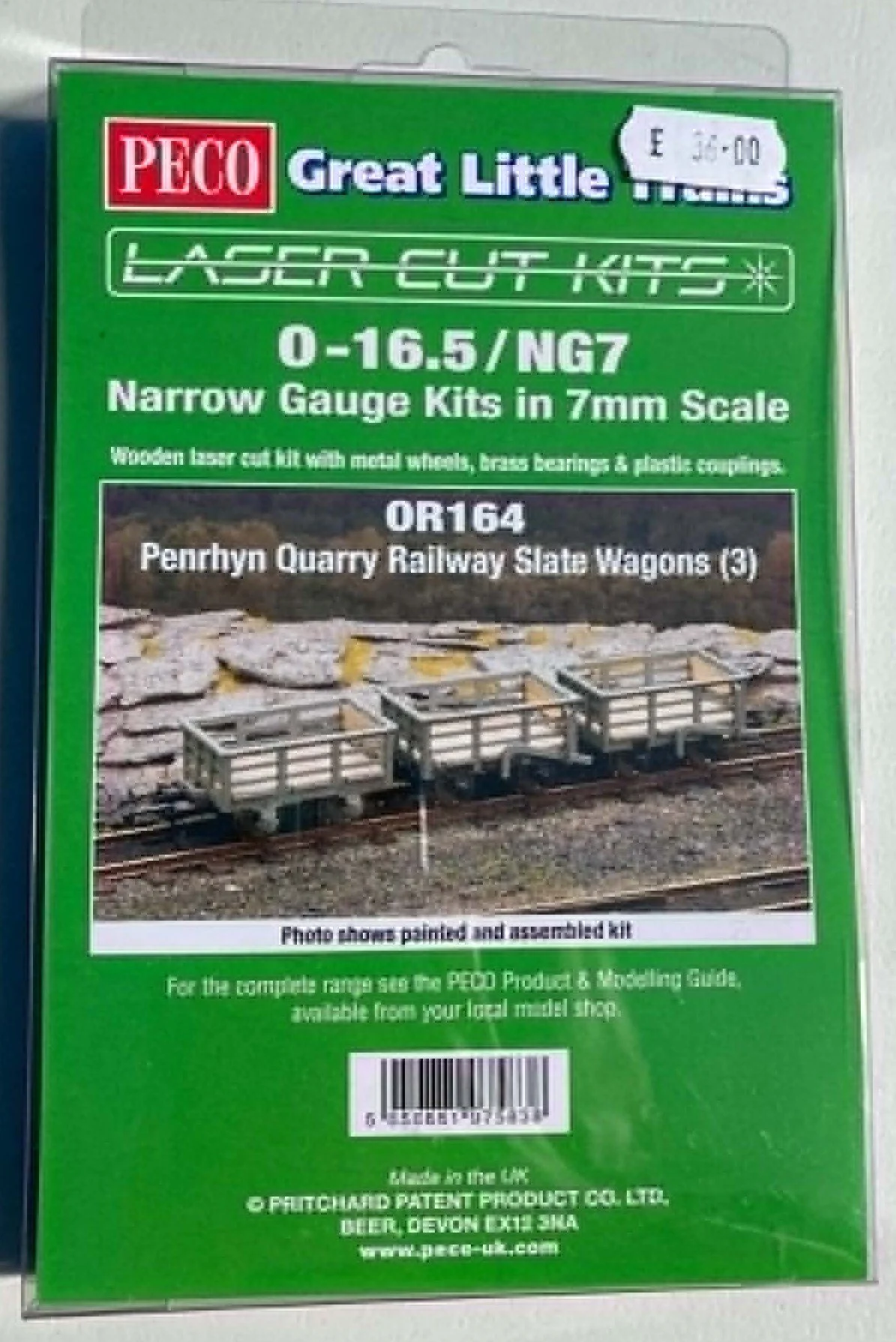 Peco OR164 Penrhyn Quarry Slate Wagons x 3 Laser Cut Kit O-16.5/NG7