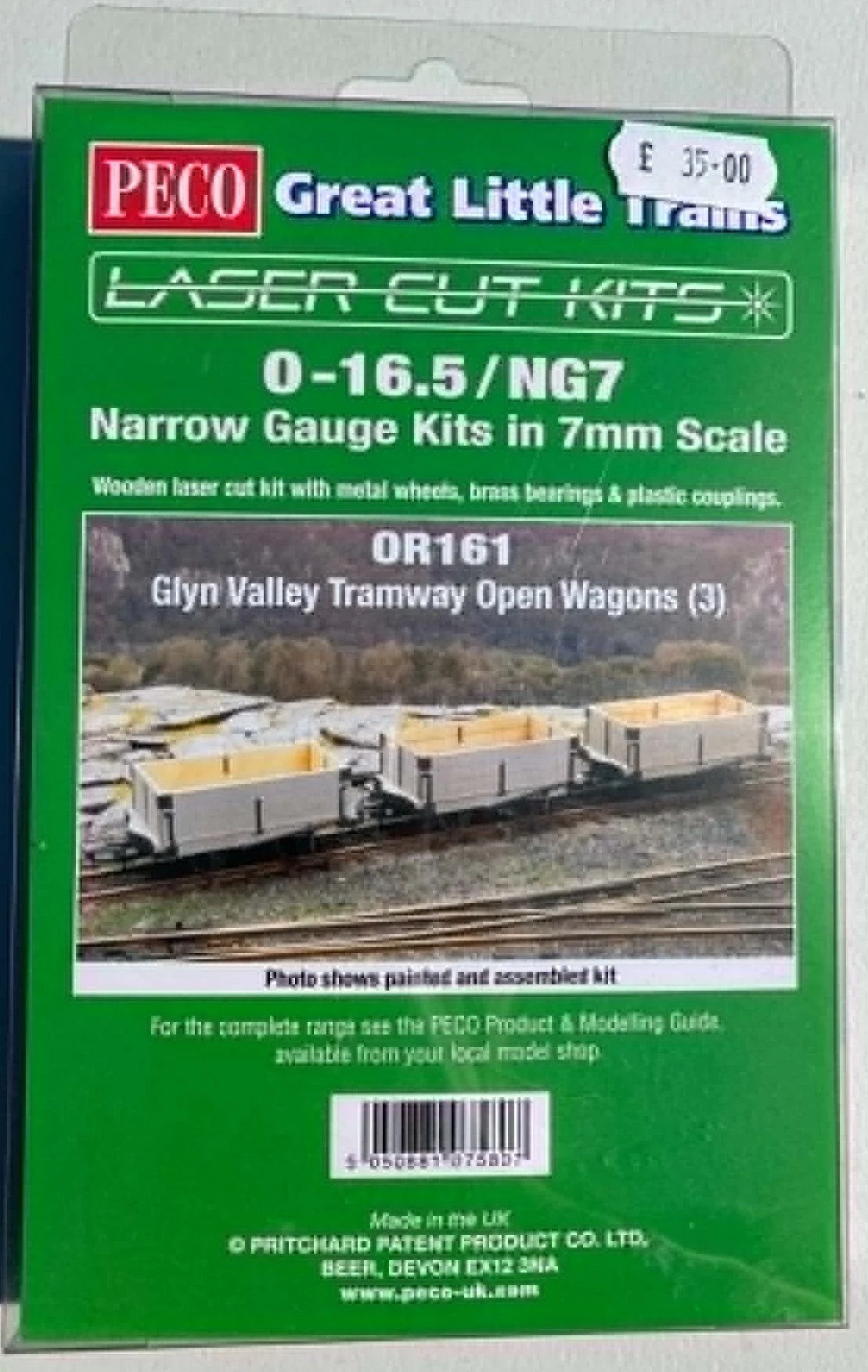 Peco OR161 Glyn Valley Tramway Open Wagons x 3 Laser Cut Kit O-16.5/NG7