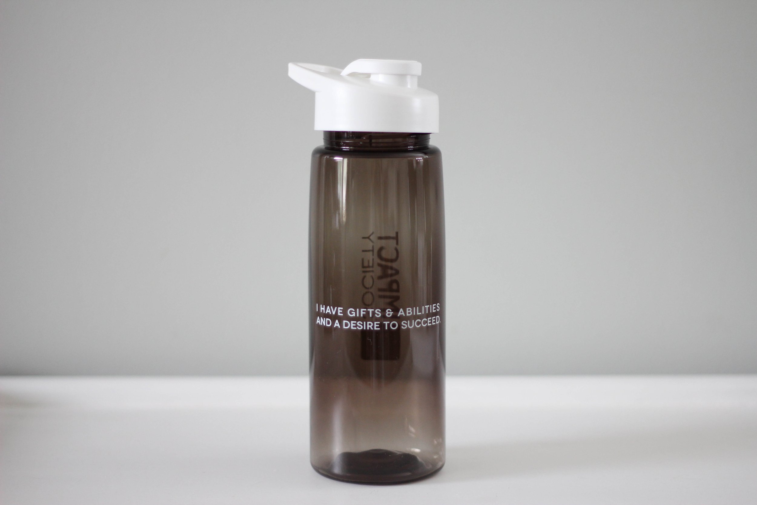 Impact Society mantra "I have gifts and abilities and a desire to succeed" included on our new branded waterbottle.