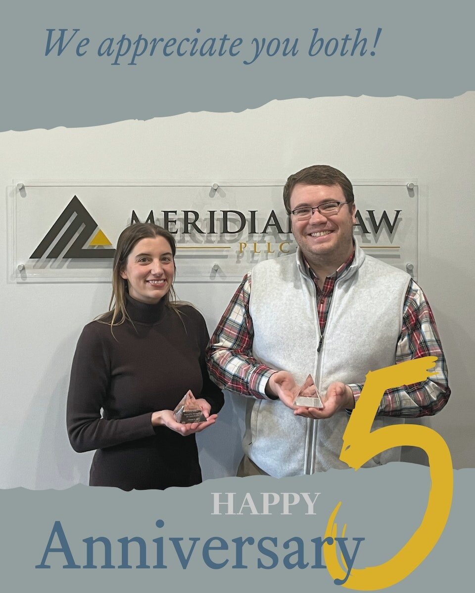 From day one, Eric Lyons and Natalie Shacklett have been invaluable assets to our team. Here's to the countless achievements, late nights, and shared victories! Thank you for being an integral part of the Meridian Law family. Your resilience, innovat