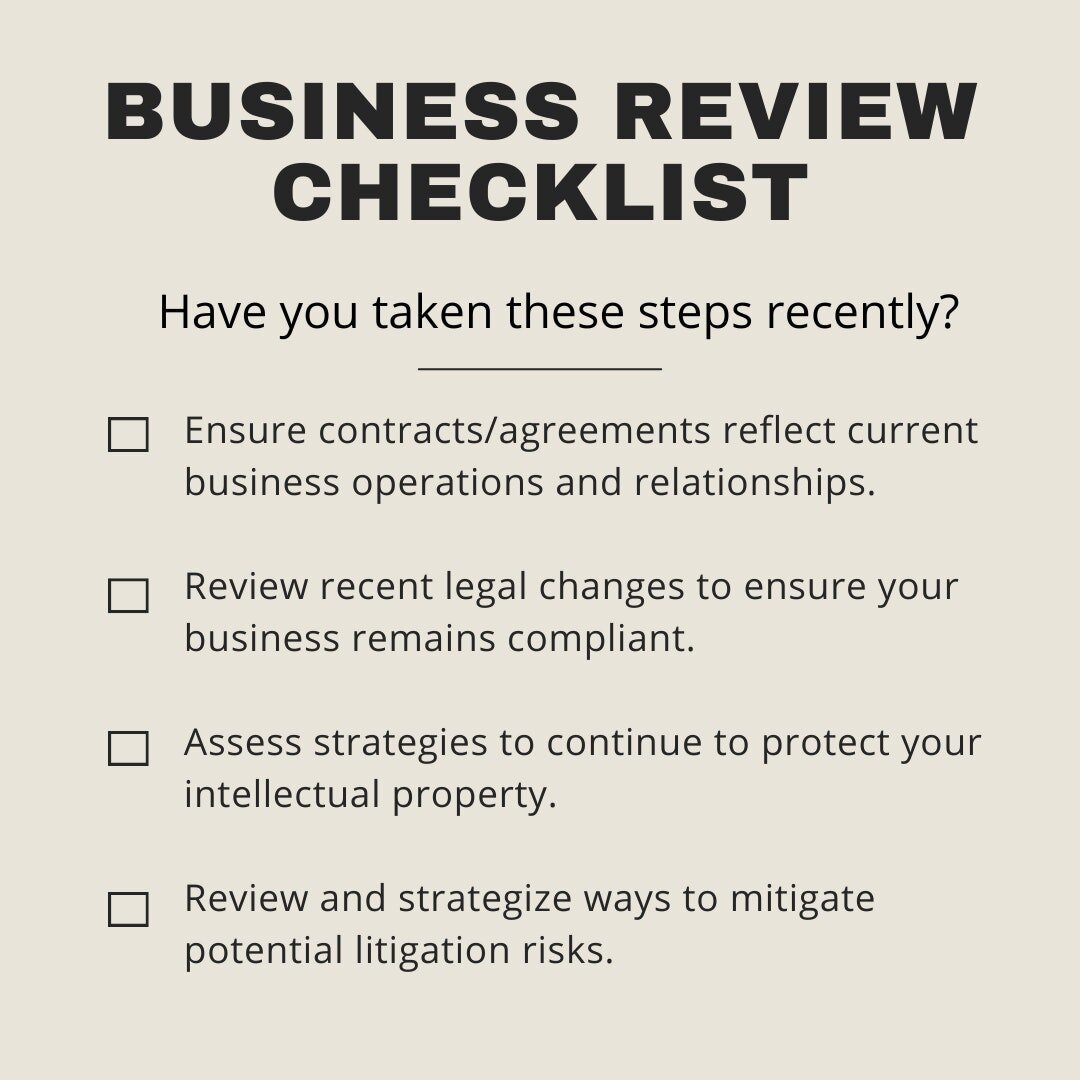 It&rsquo;s a good idea for businesses to regularly conduct legal reviews to ensure the business is both protected and compliant with all regulations. To assist the businesses in our network, we've created an easy-to-follow checklist of key actions.

