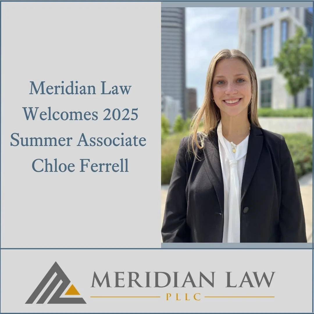 We are pleased to announce that Chloe Ferrell has joined the Meridian team as a Summer Associate. Chloe is a rising 3L at Belmont and has a B.A. in Economics and Sociology from the University of Georgia. In the short time since this semester ended, s
