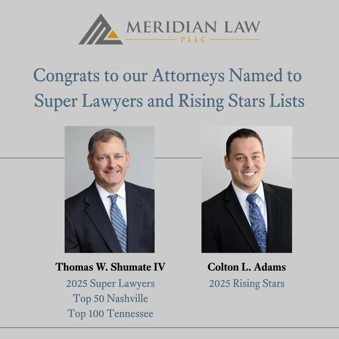 Meridian Law is pleased to announce that Founder and Managing Member, Tom Shumate, has been recognized by Super Lawyers Magazine, 2025 edition, as a SuperLawyer for the sixth year in a row. For the second year, Tom was recognized as a Top 100 Lawyer 