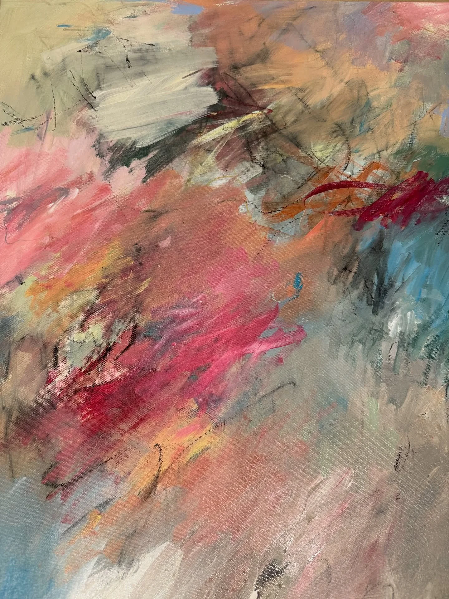 What a perfect song for this piece and for this next phase of my life. I&rsquo;m in the midst of two series, and they relate to each other so amazingly well. The first series began with Jane Burton&rsquo;s Fearless Abstraction workshop. I felt a newn