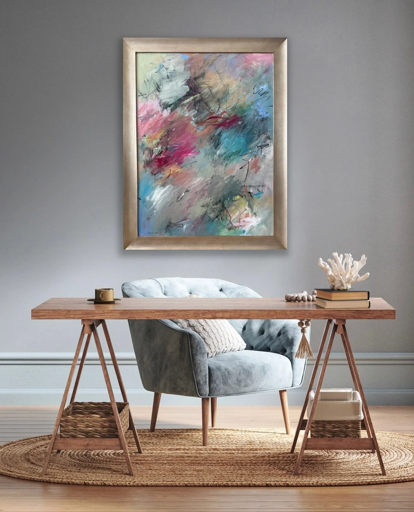 SUMMER GIVES WAY TO FALL&hellip;.

It&rsquo;s finally finished and framed - the third in &ldquo;A Song For You&rdquo; series. When I posted an in-process photo of this one earlier, I mentioned Steve&rsquo;s desire to get back home as Summer was begin