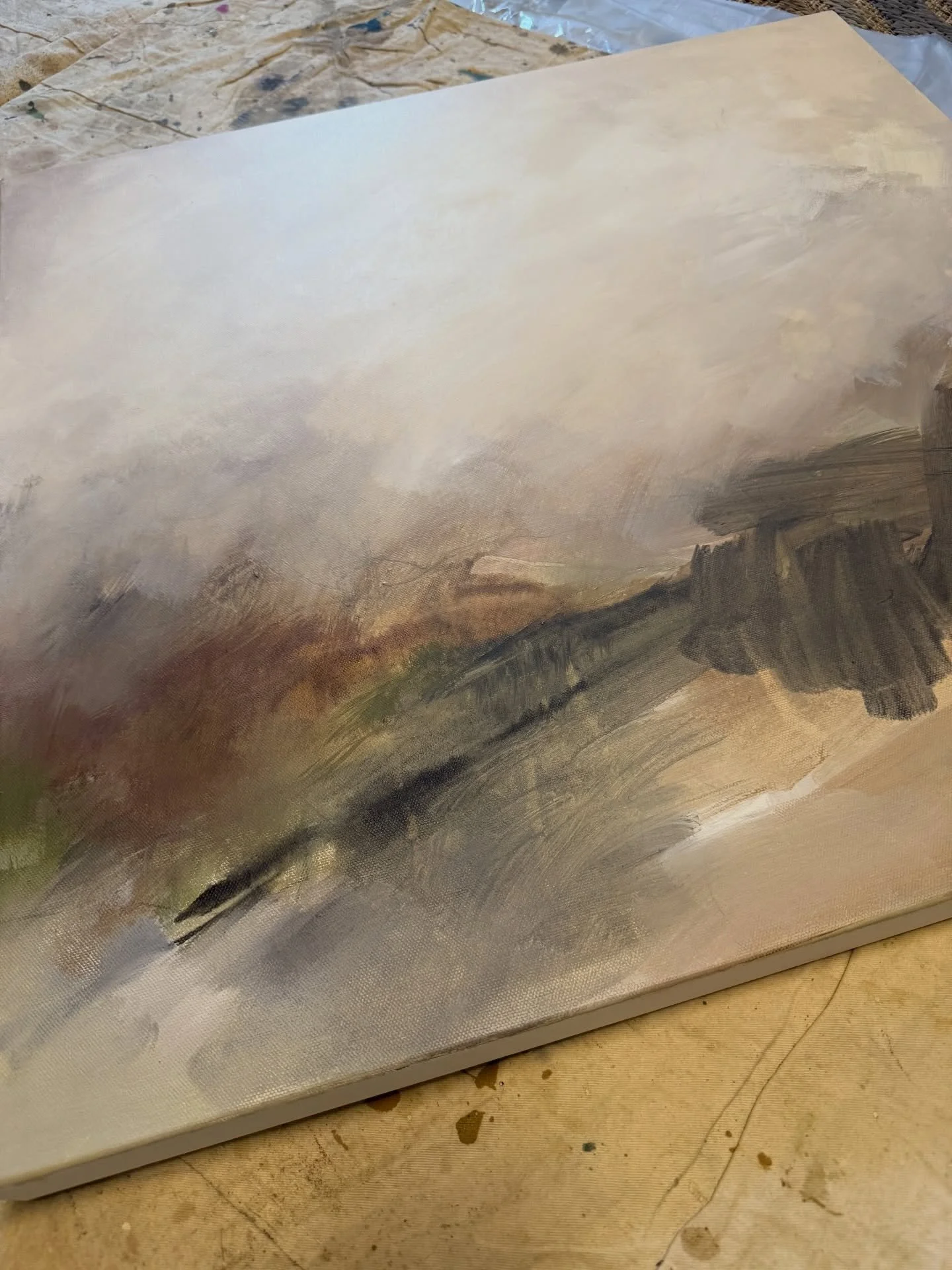 When I purposefully go through my days at a slower pace, this is reflected in my painting process. I tend to paint more neutral, calming paintings. It was pretty crazy the past few weeks getting ready for the show and doing Spring cleanup on my yard,