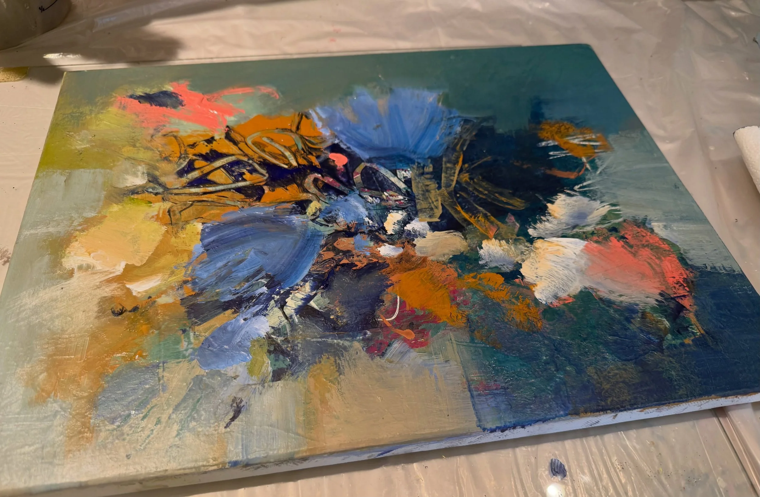 Here&rsquo;s part 2 to my previous post.

After the magical painting session that resulted in five new paintings, I got rid of what little was left of the neutral paint palette and put away the tools and brushes I was using. I thought I was done for 