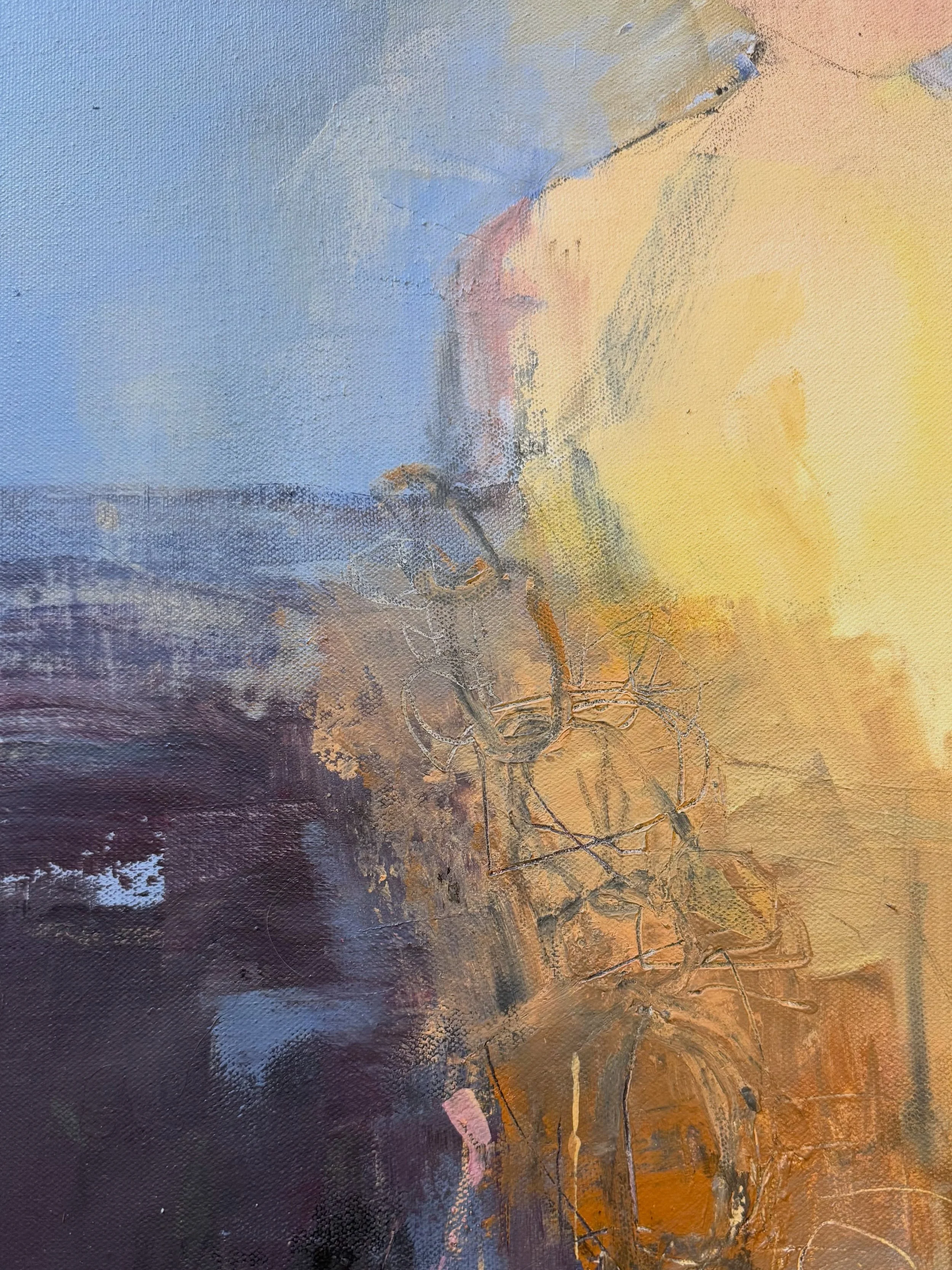 Sneak peek&hellip;.😊. So, what did I do with one of my background paintings that I was hesitant to touch? I decided to face a fear, and it wasn&rsquo;t the fear of destroying the beautiful background. More on this later&hellip;.
.
.
#paintings #abst