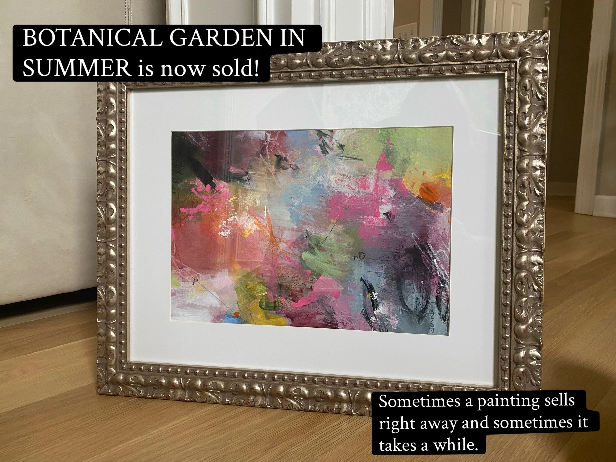 BOTANICAL GARDEN IN SUMMER is now sold! It&rsquo;s always a joy when one of my paintings finds a new home! A huge  thank you to Loblolly Antiques and Interiors for the sale and to the new owner for loving this piece. 
.
.
.
#abstractfloral #contempor